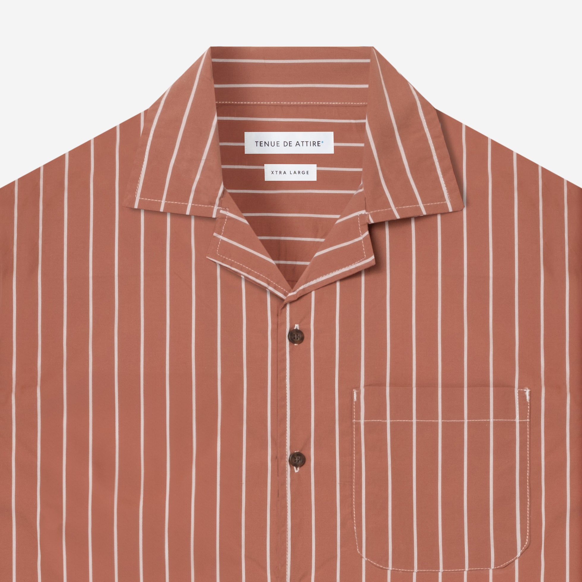 By The Hours Open Collar Open Collar Short Sleeve Shirt Stripes Terracotta