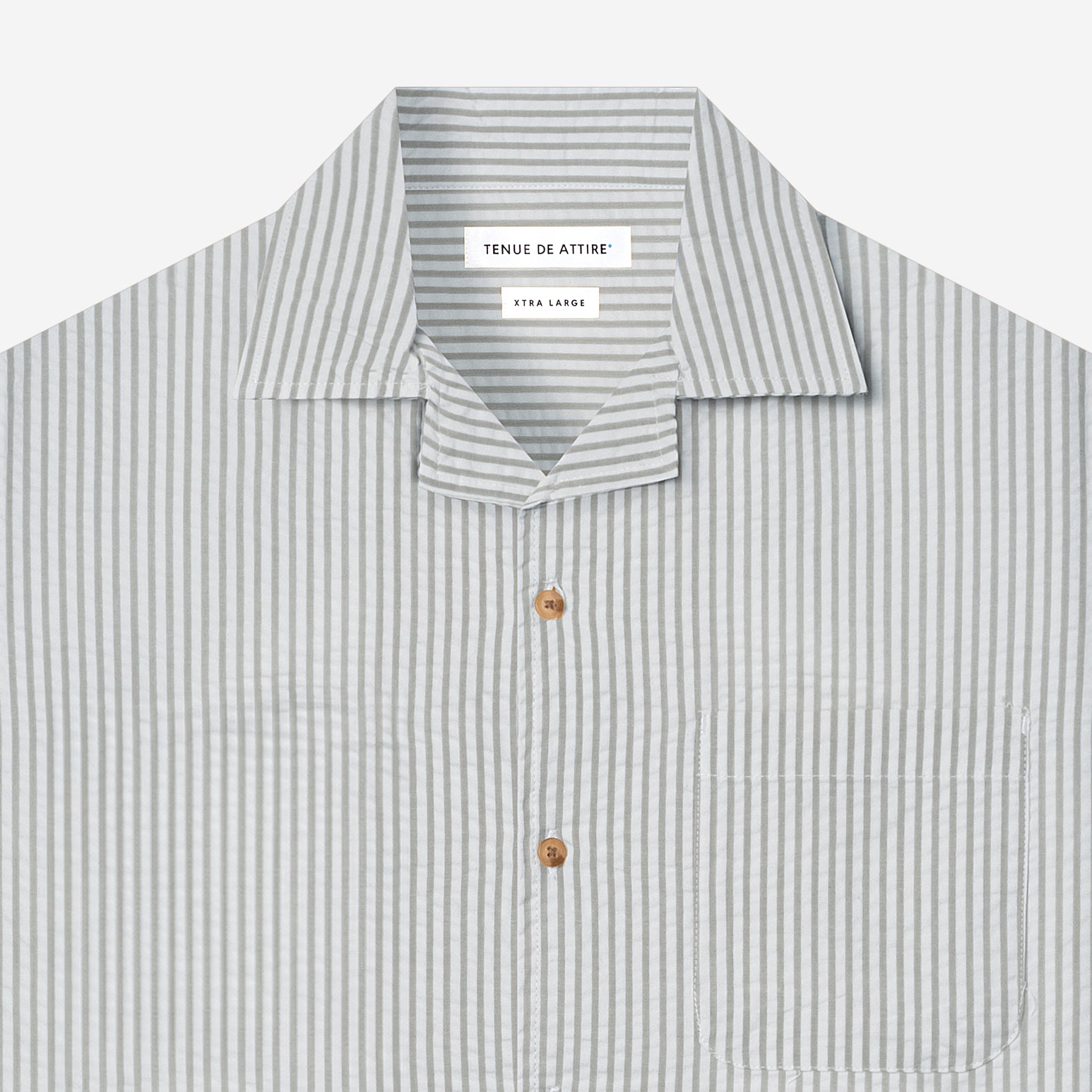 By The Hours Stripes Open Collar Short Sleeve Shirt Seersucker Stripes Grey