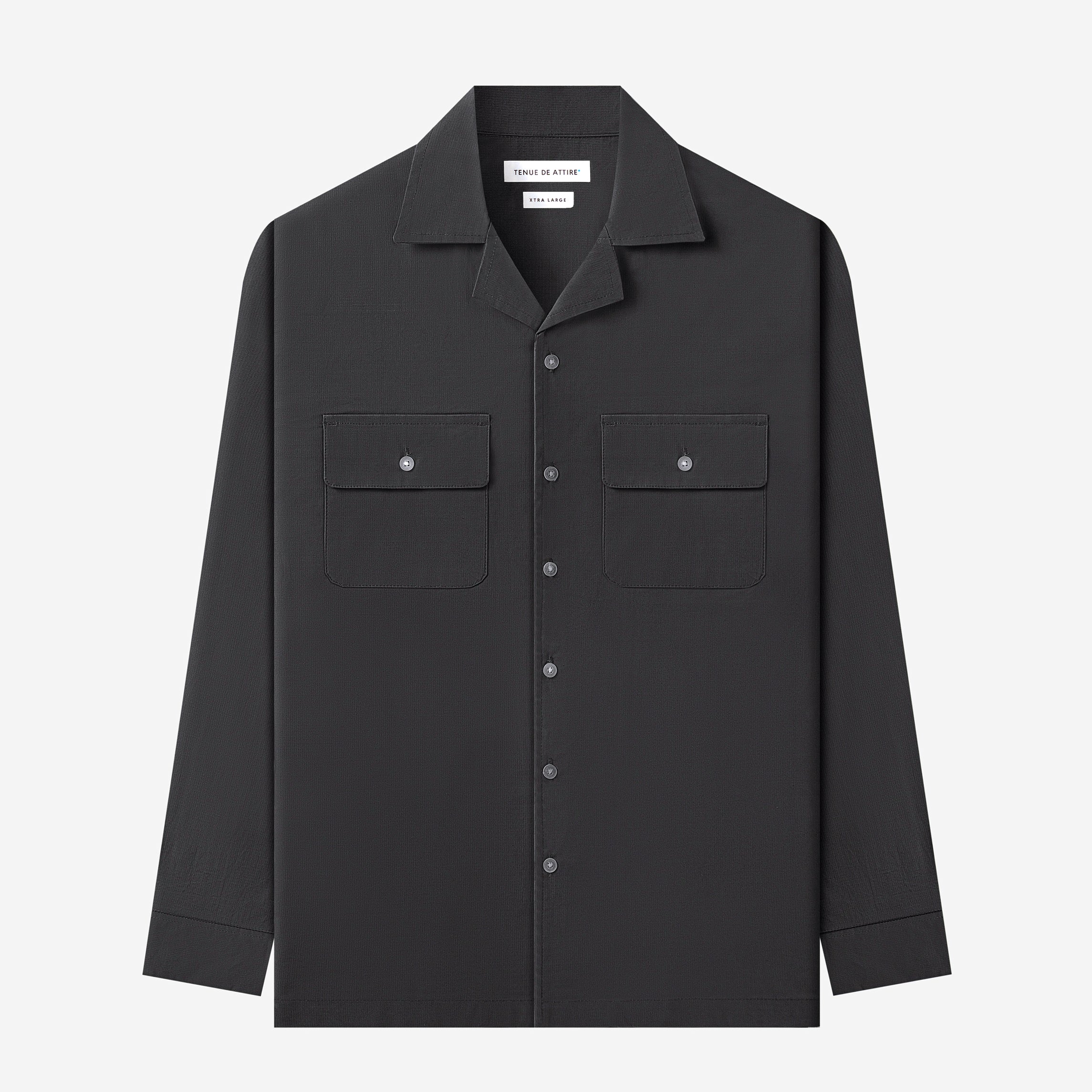 Camp Collar Ripstop Long Sleeve Shirt - Charcoal