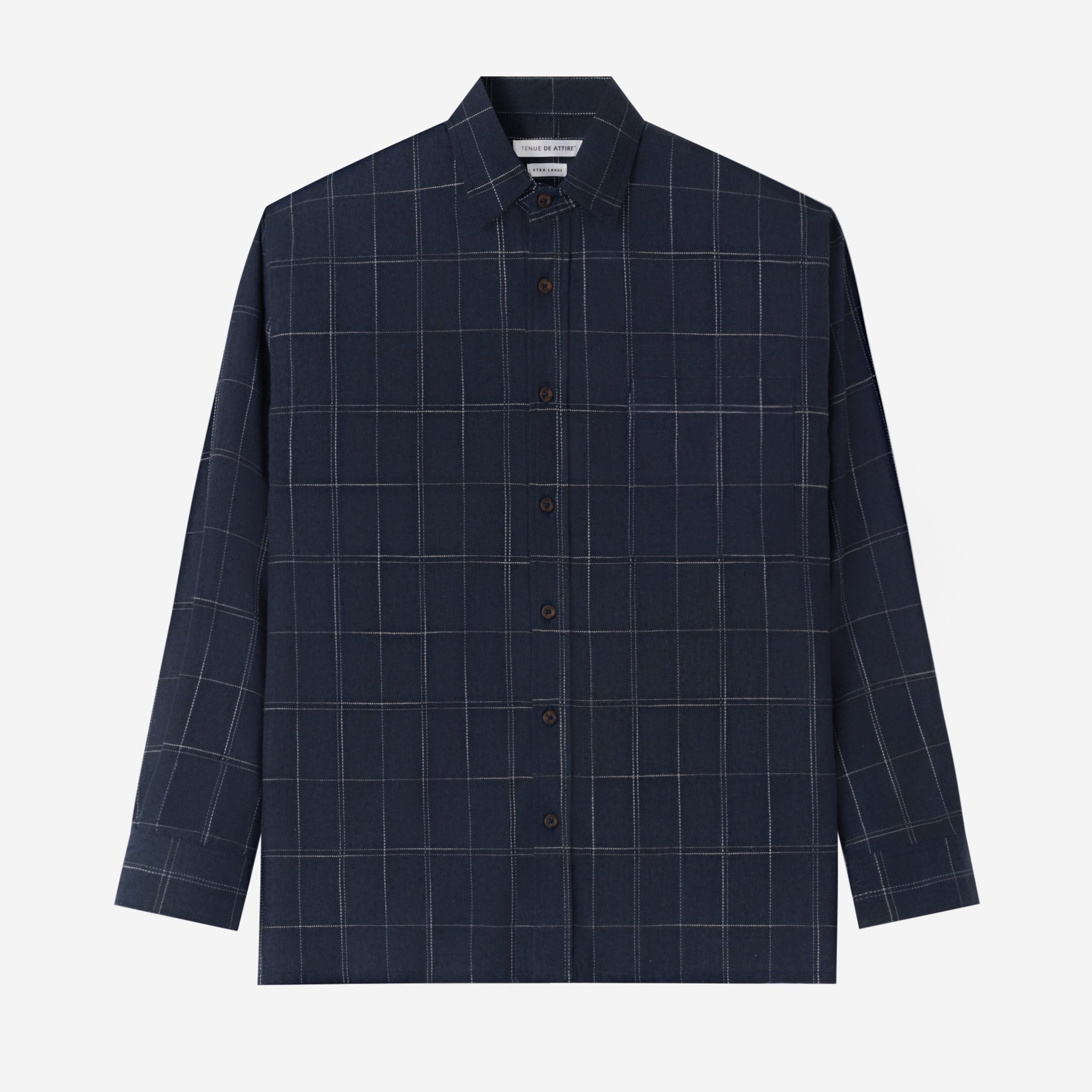 Day to Day Plaid Long Sleeve Shirt - Navy White