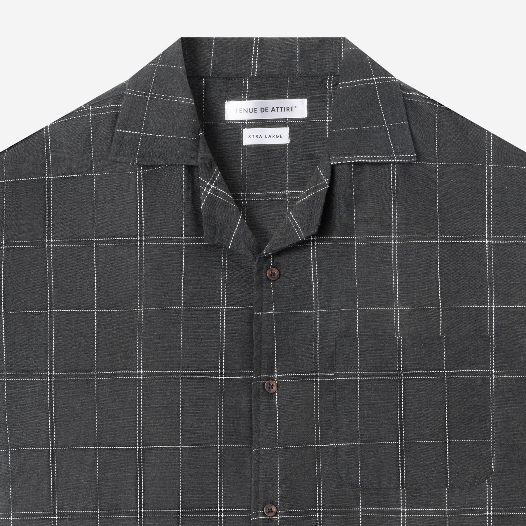 Day to Day Camp Collar Plaid Short Sleeve Shirt - Grey White