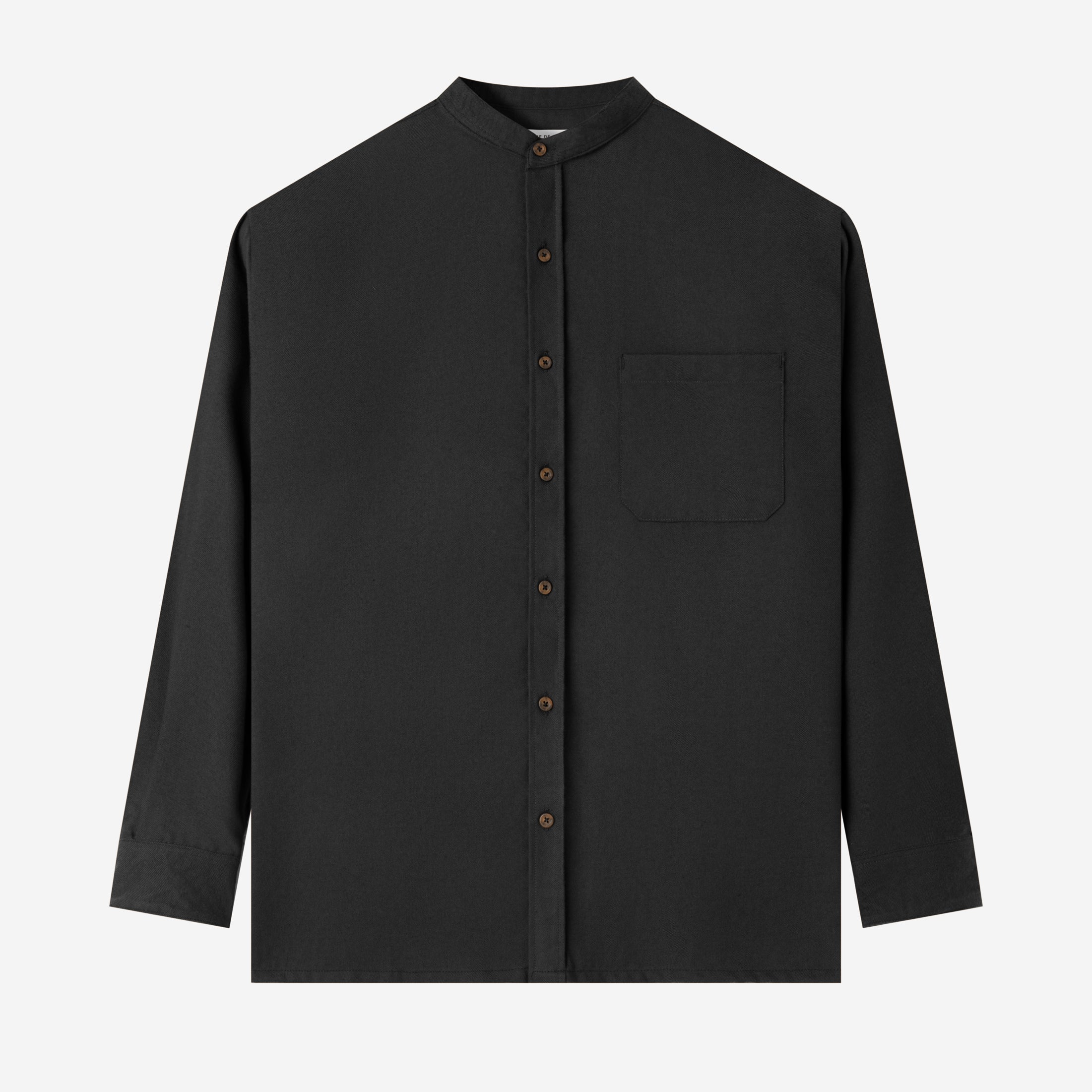 Le Ramdane Band Collar Long Sleeve Shirt - Black