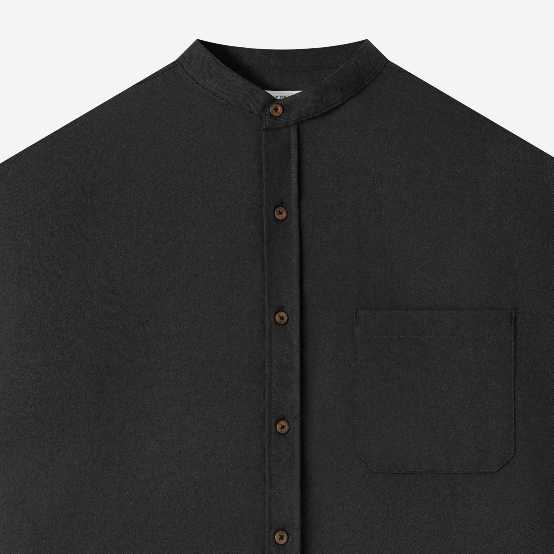 FACTORY SALE - Le Ramdane Band Collar Long Sleeve Shirt - Black