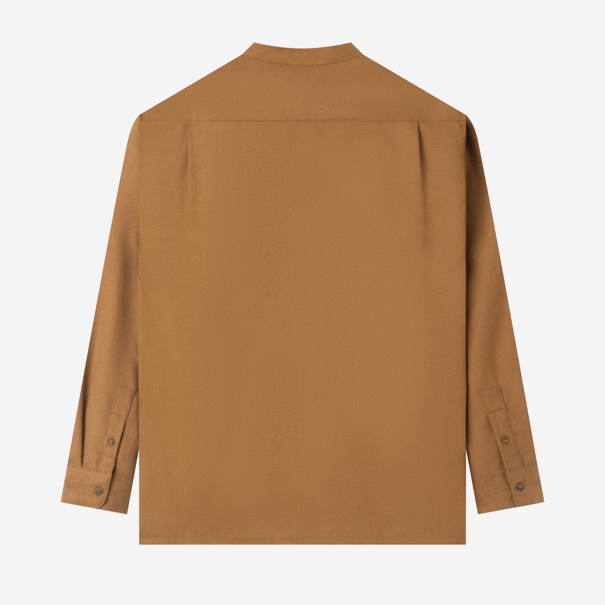 FACTORY SALE - Le Ramdane Band Collar Long Sleeve Shirt - Brown
