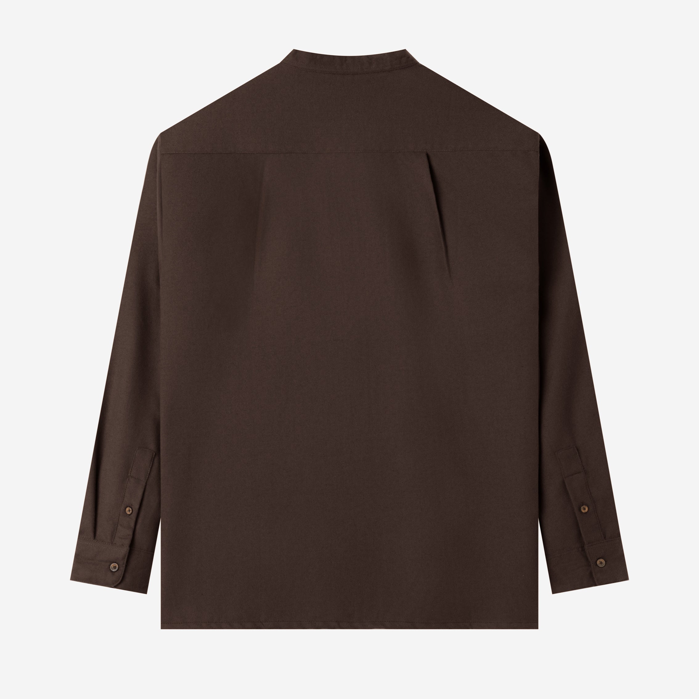 Le Ramdane Band Collar Long Sleeve Shirt - Dark Brown