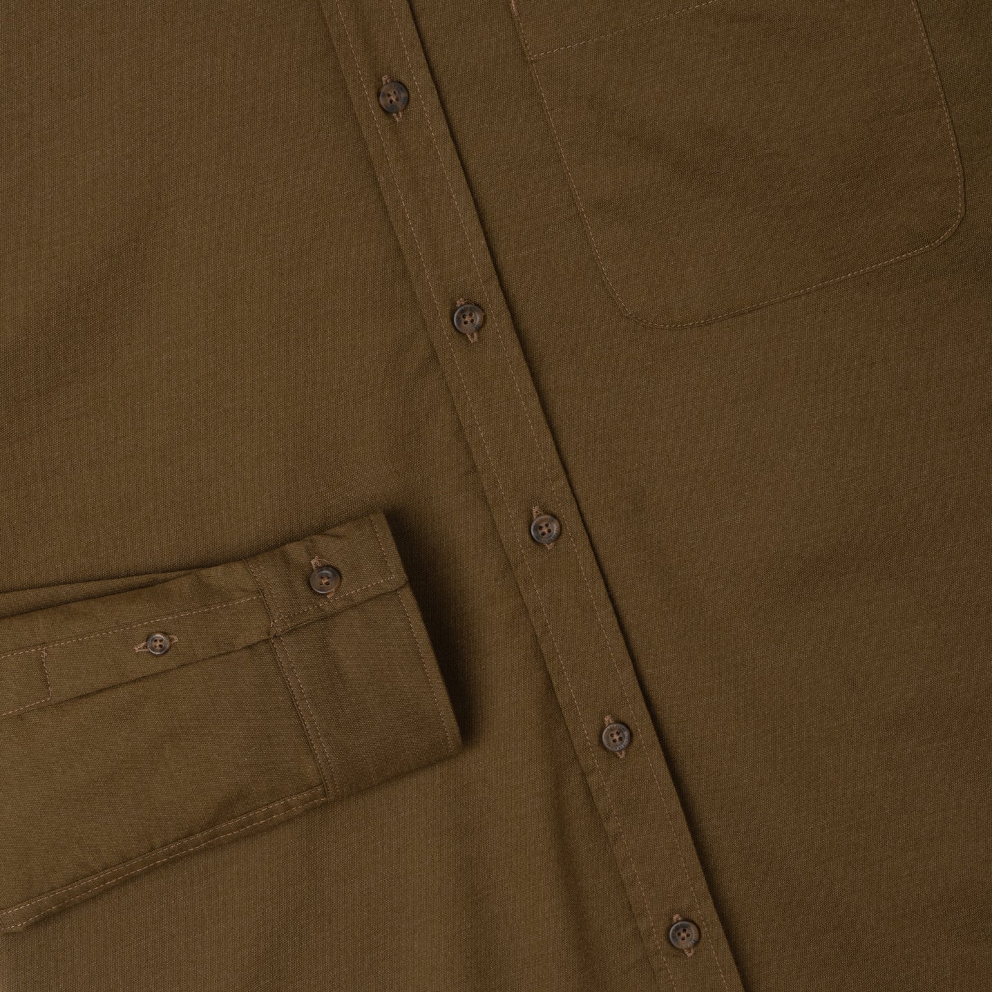 FACTORY SALE - Le Ramdane Band Collar Long Sleeve Shirt - Olive