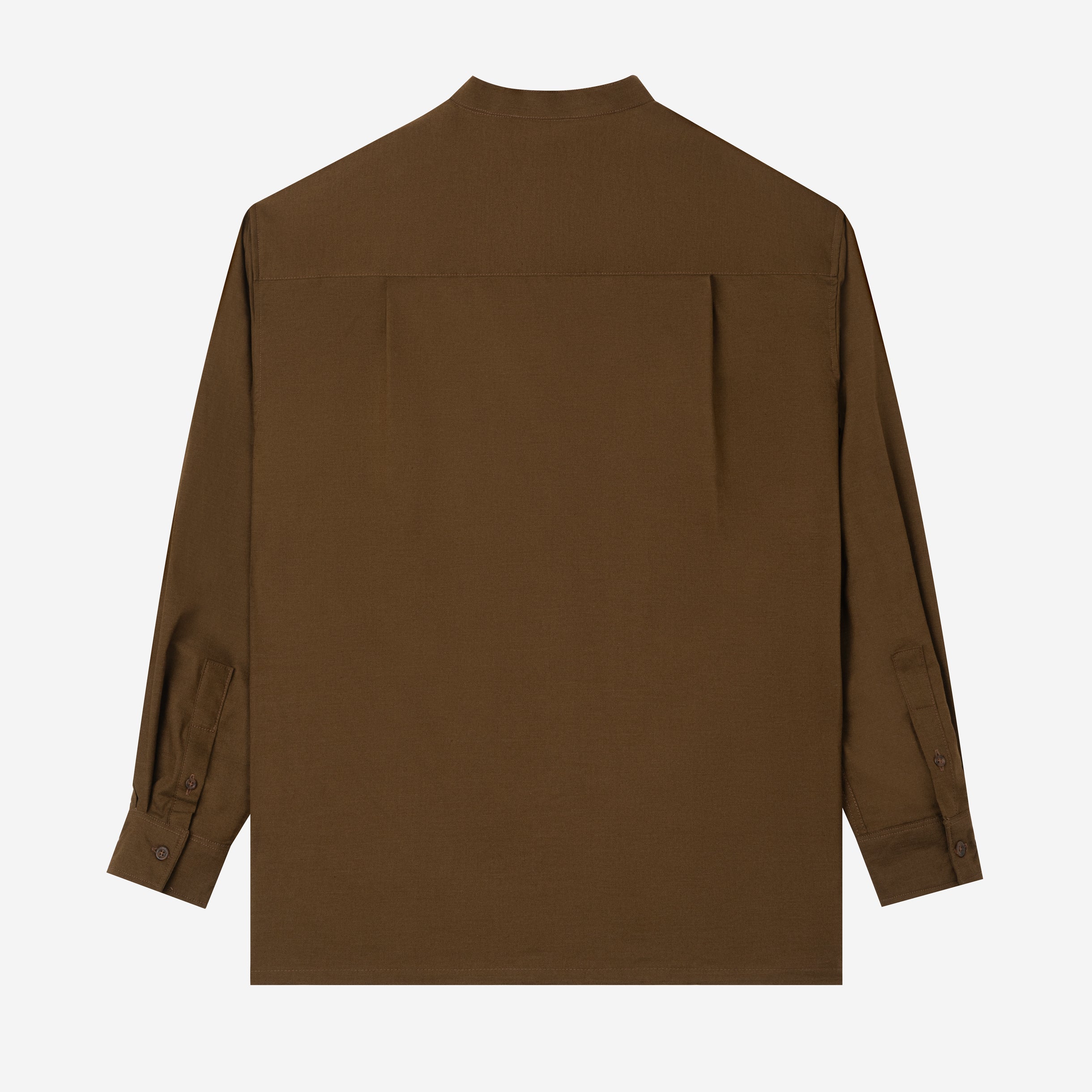 FACTORY SALE - Le Ramdane Band Collar Long Sleeve Shirt - Olive