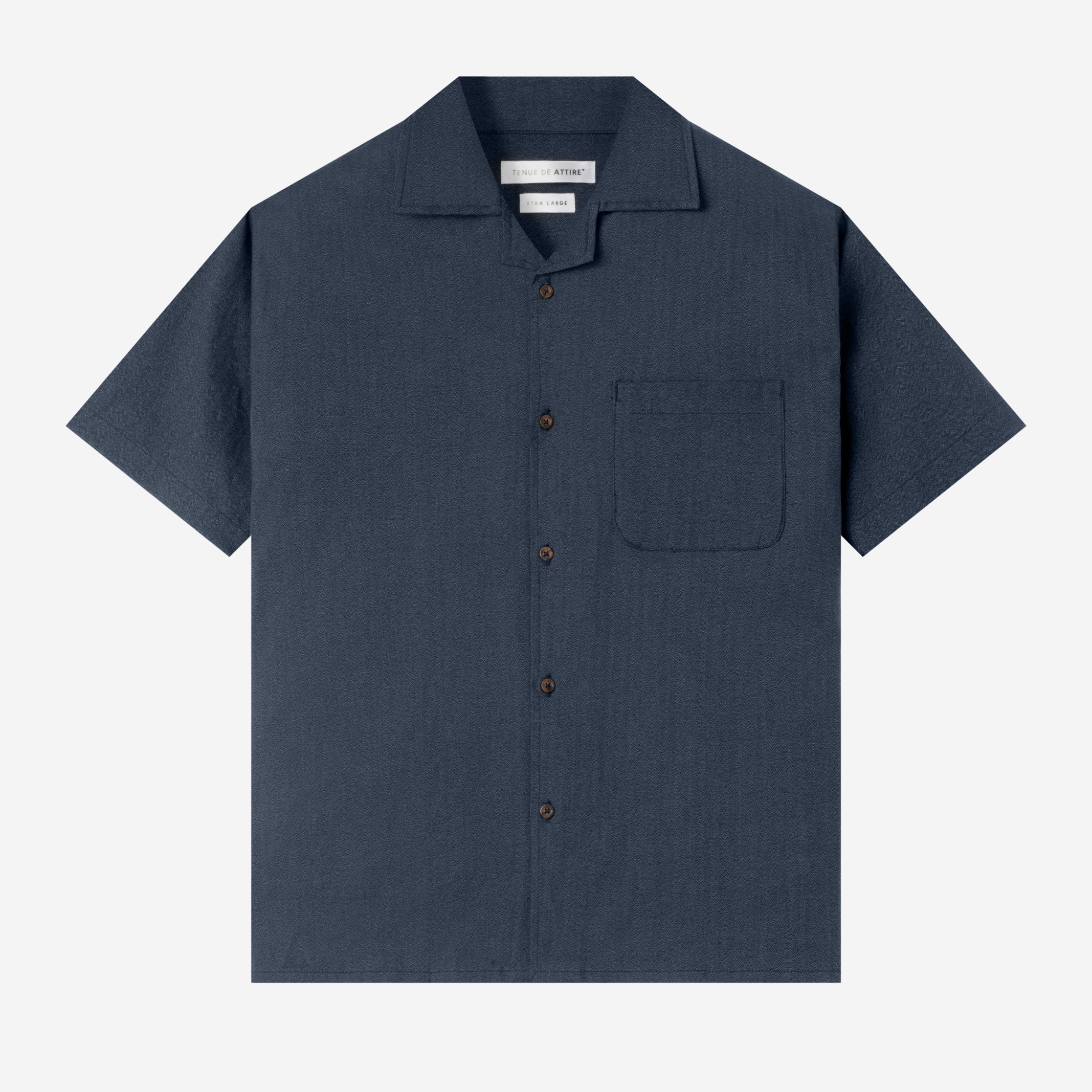 Day to Day Camp Collar Short Sleeve Shirt - Navy