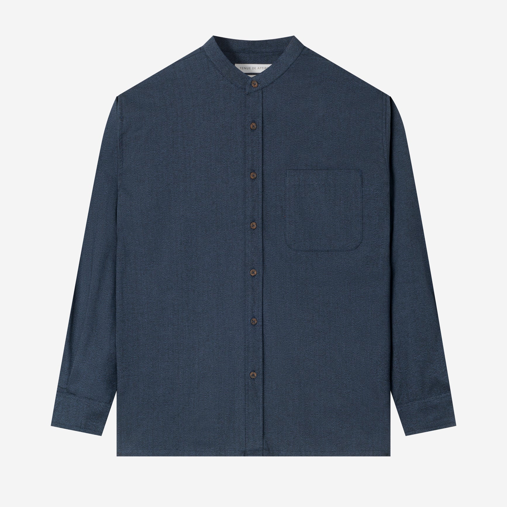 Le Ramdane Band Collar Long Sleeve Shirt - Navy