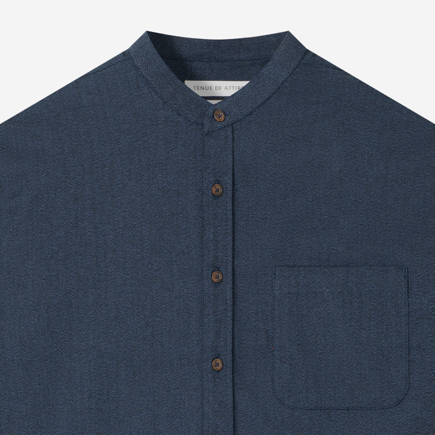 Le Ramdane Band Collar Long Sleeve Shirt - Navy