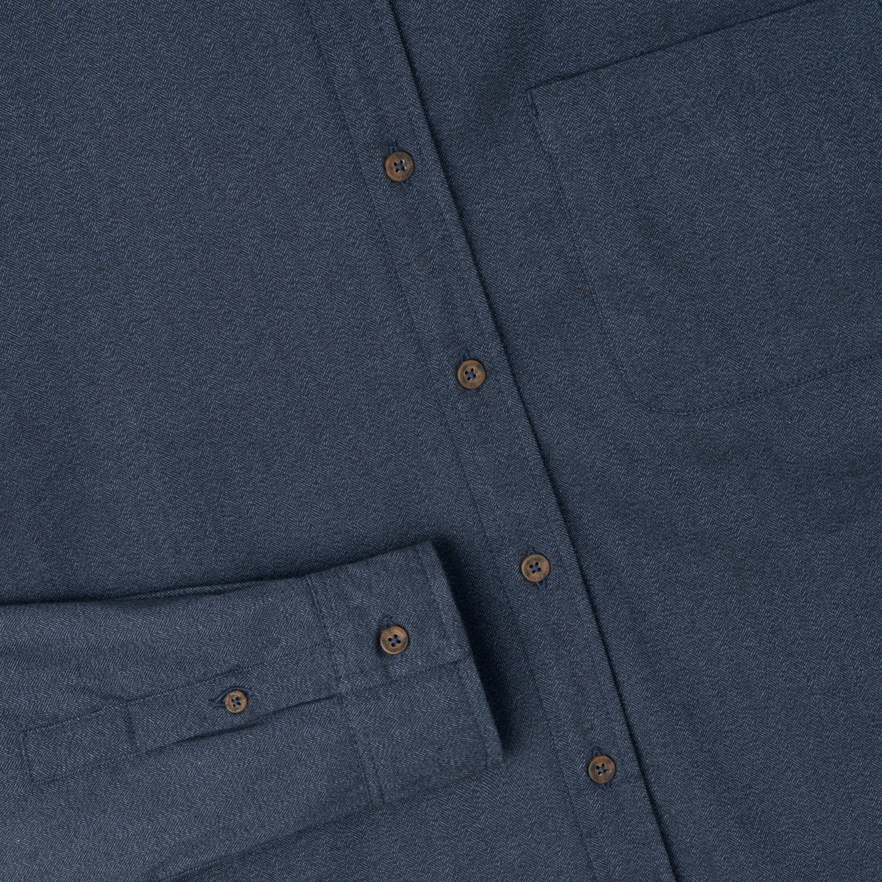 Le Ramdane Band Collar Long Sleeve Shirt - Navy