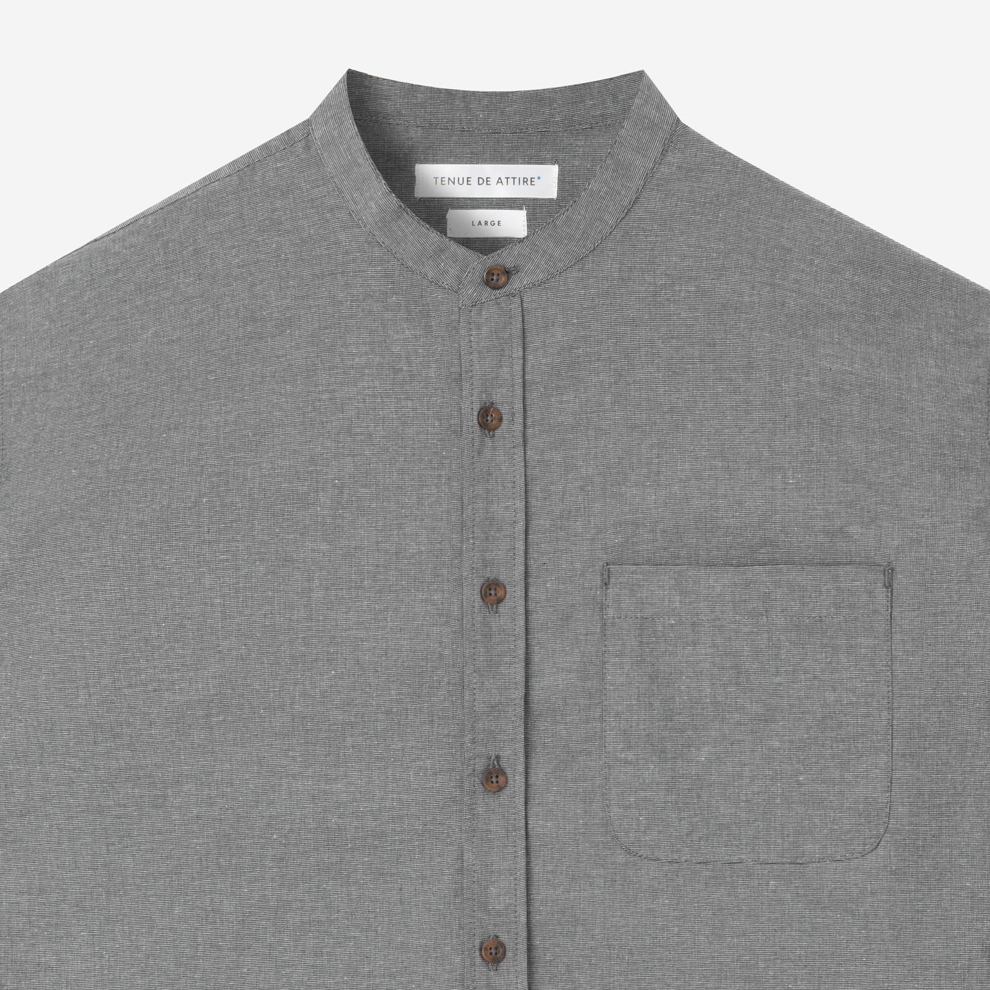 Le Ramdane Band Collar Long Sleeve Shirt - Grey