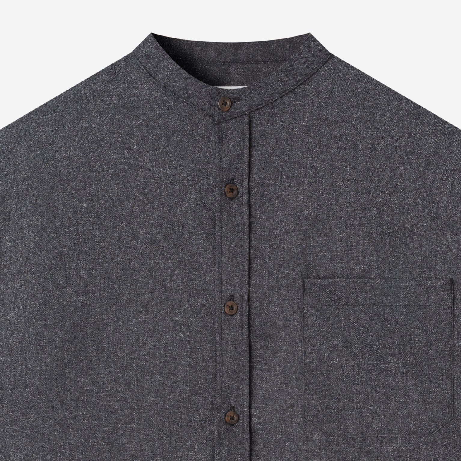 Le Ramdane Band Collar Long Sleeve Shirt - Dark Grey