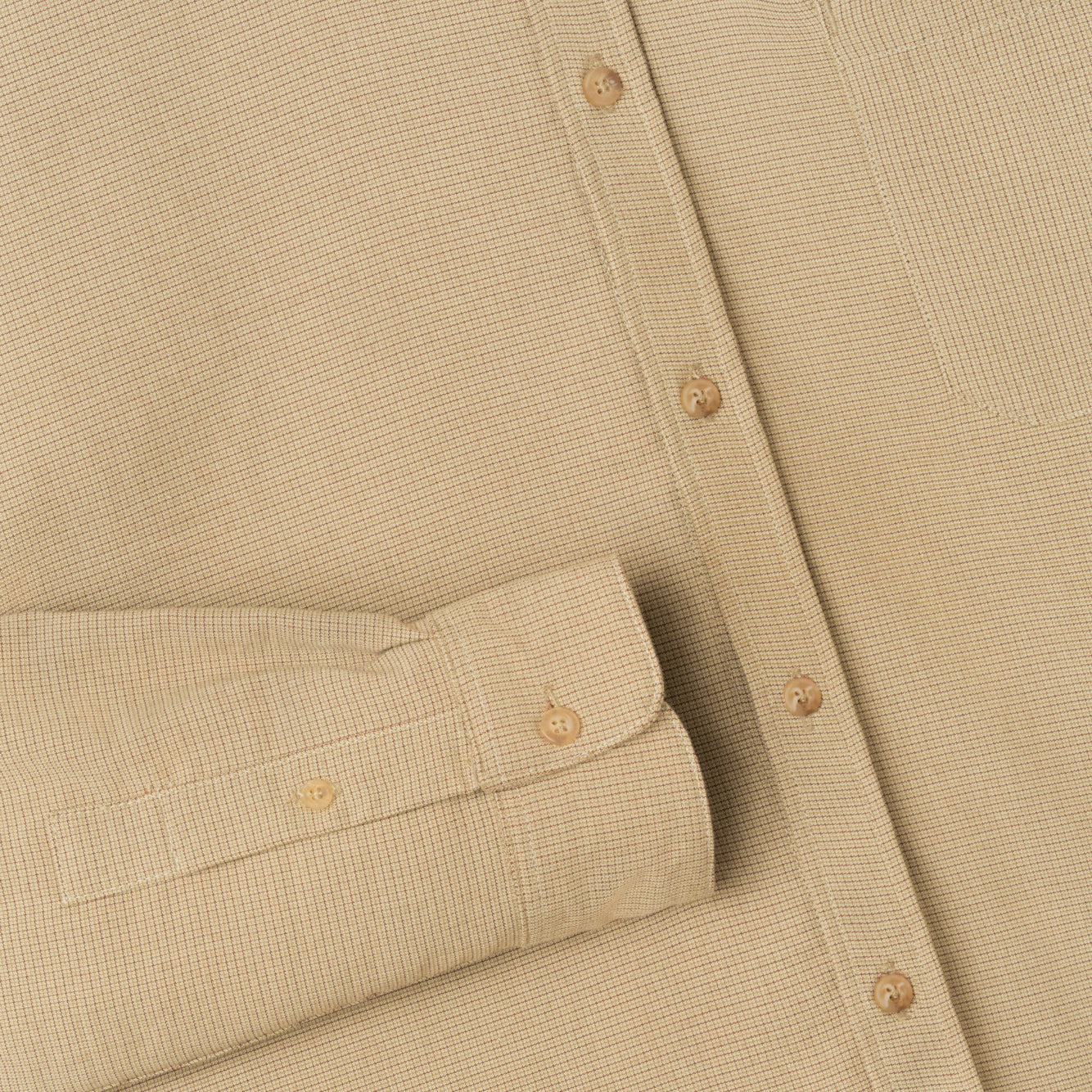 FACTORY SALE - Le Ramdane Band Collar Plaid Long Sleeve Shirt - Khaki Brown