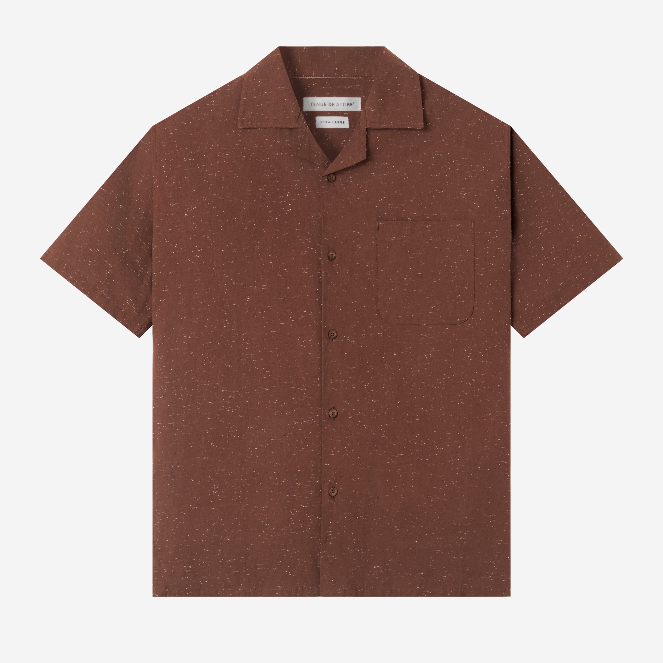 Day to Day Camp Collar Speckle Short Sleeve Shirt - Brown