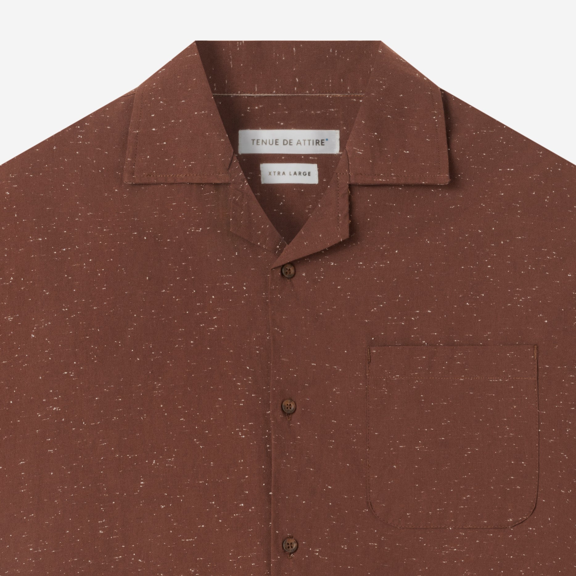 Day to Day Camp Collar Speckle Short Sleeve Shirt - Brown
