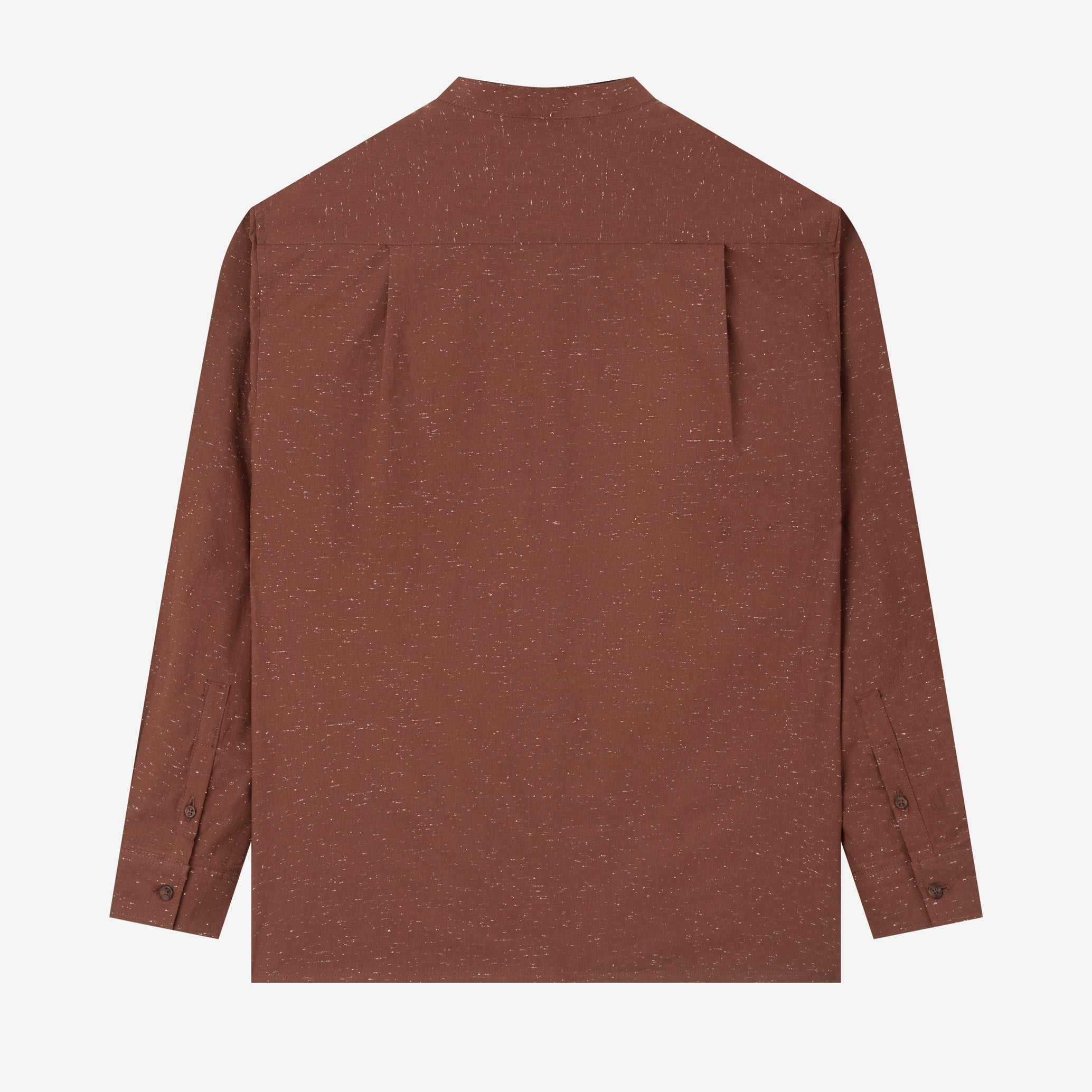 FACTORY SALE - Le Ramdane Band Collar Speckle Long Sleeve Shirt - Brown