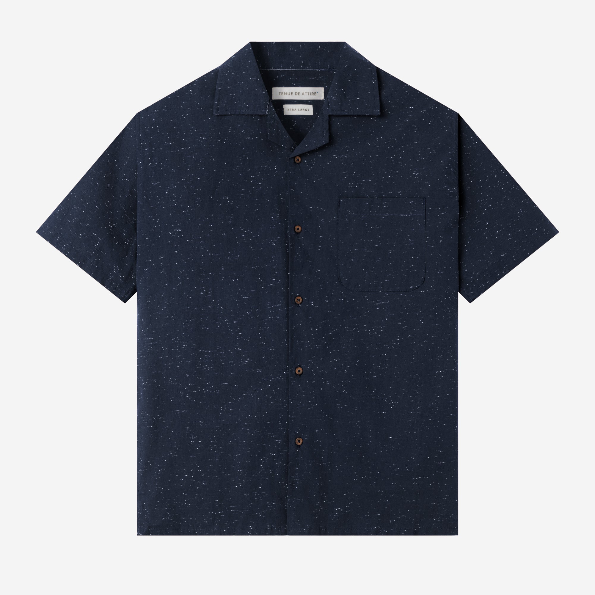 Day to Day Camp Collar Speckle Short Sleeve Shirt - Navy