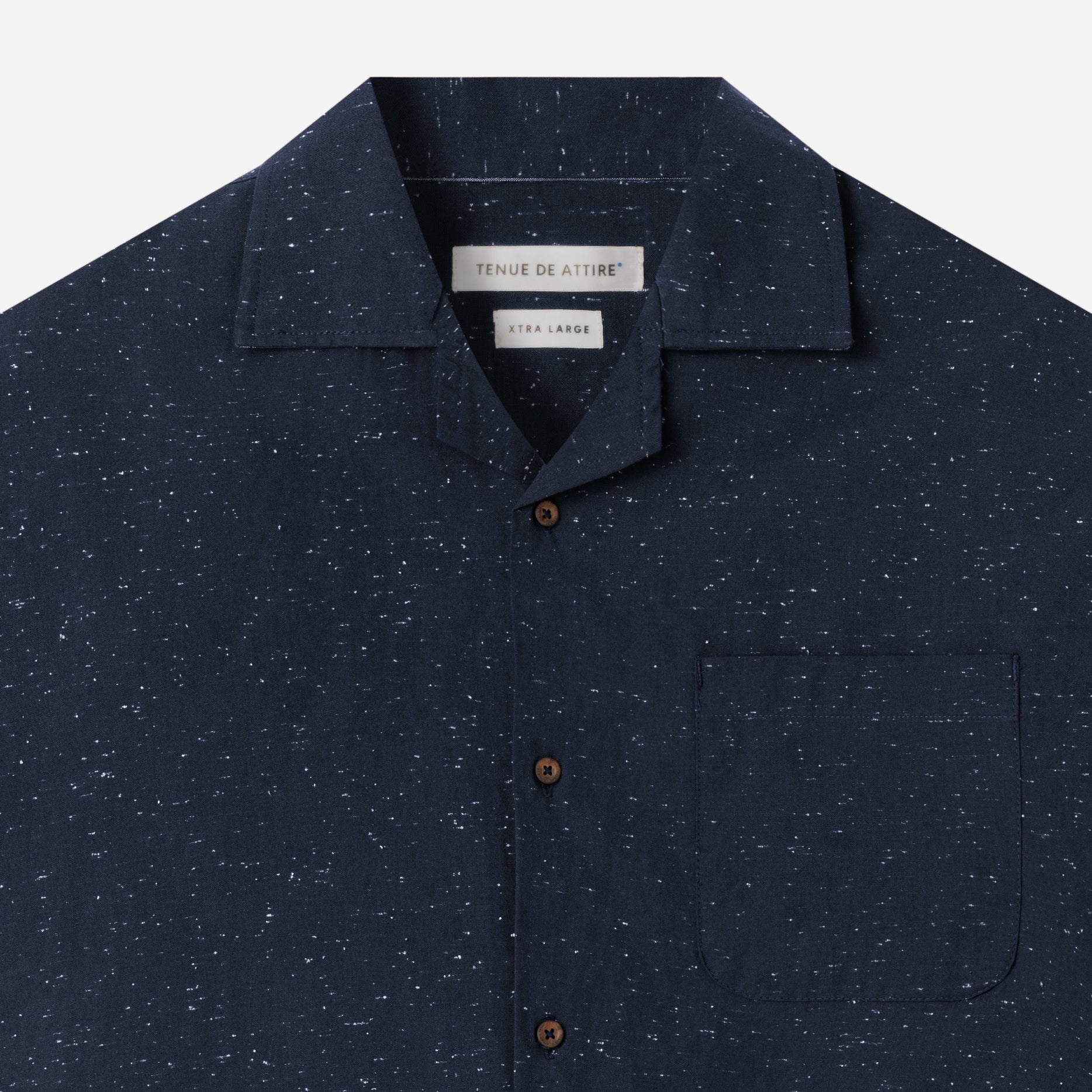 Day to Day Camp Collar Speckle Short Sleeve Shirt - Navy