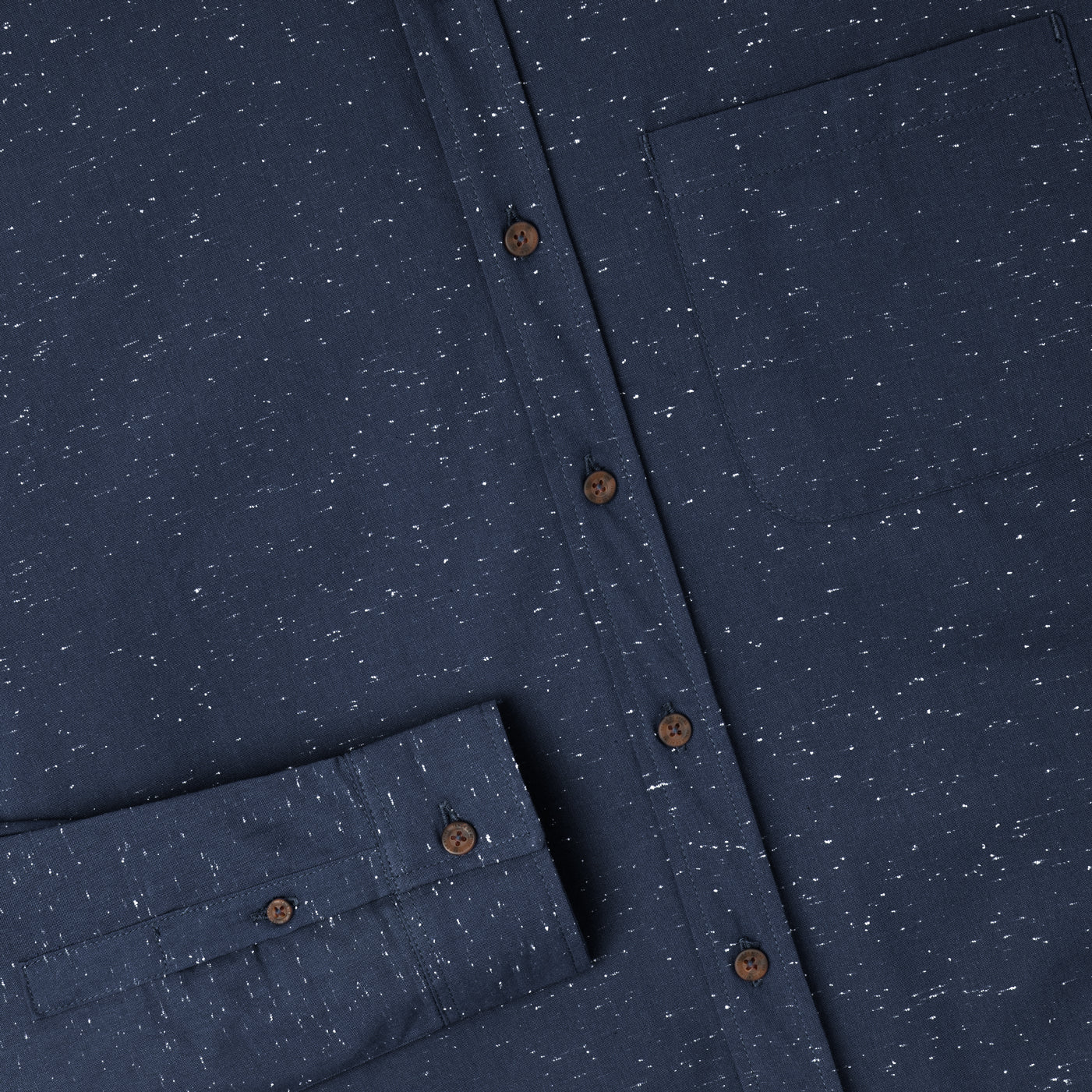 Le Ramdane Band Collar Speckle Long Sleeve Shirt - Navy