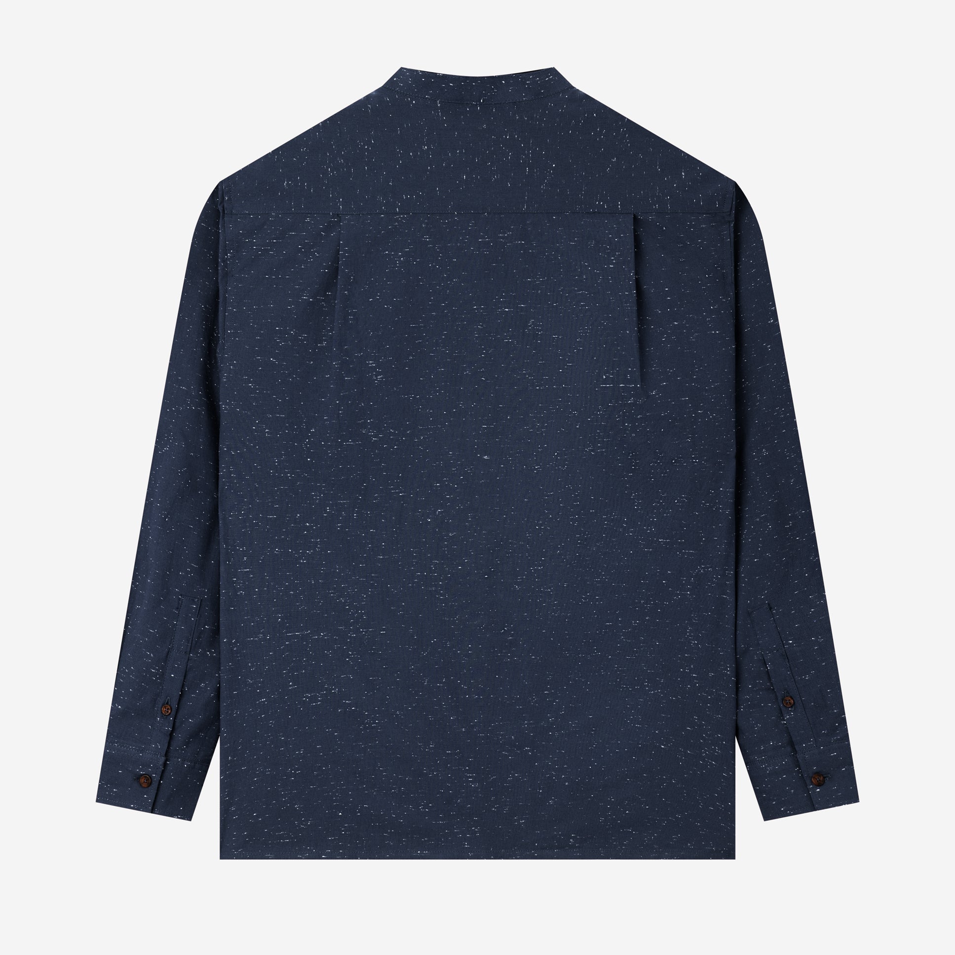 Le Ramdane Band Collar Speckle Long Sleeve Shirt - Navy