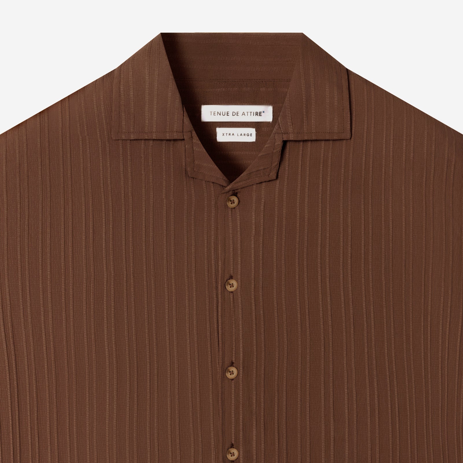 Day to Day Camp Collar Two Pockets Striped Short Sleeve Shirt - Dark Brown