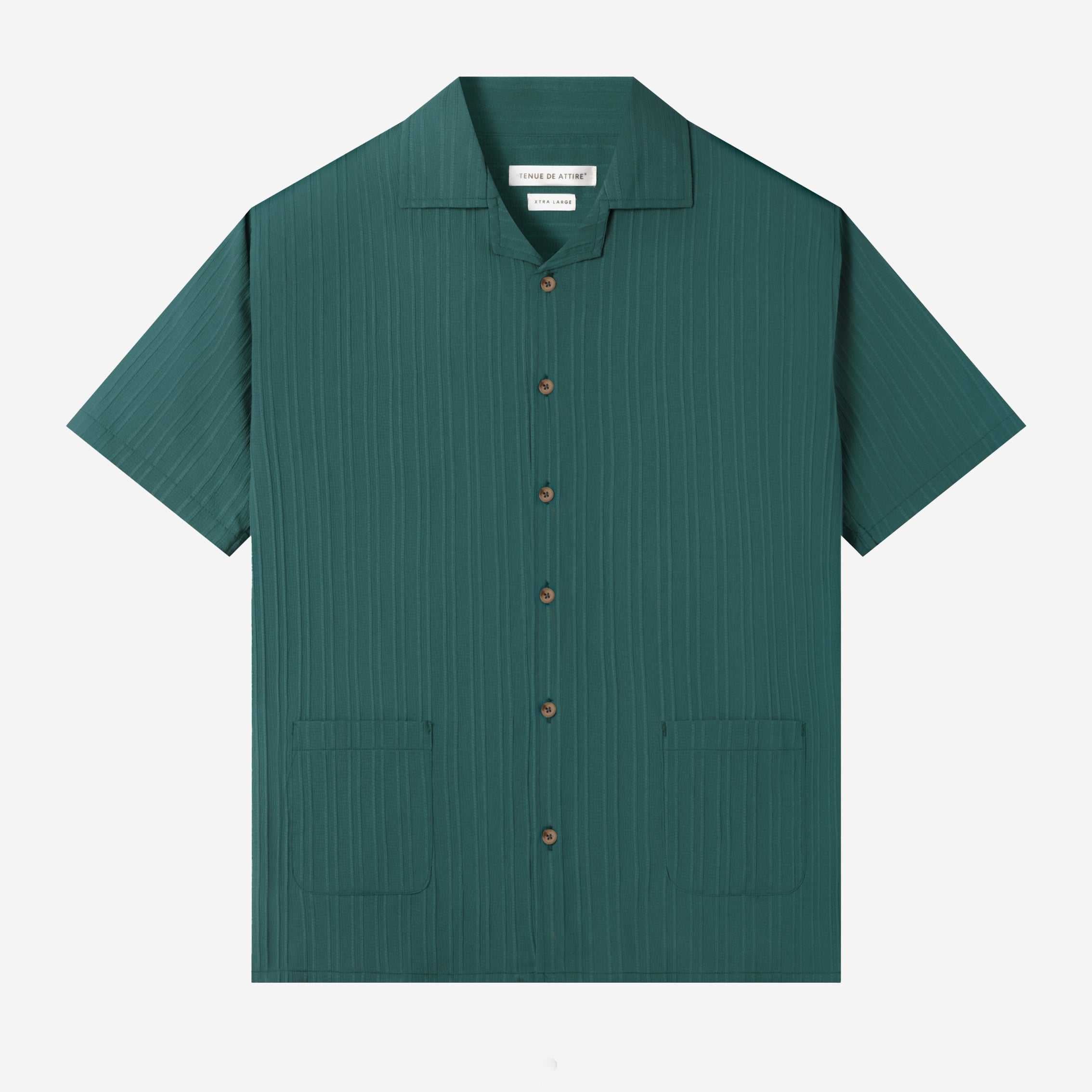 Day to Day Camp Collar Two Pockets Striped Short Sleeve Shirt - Turquoise