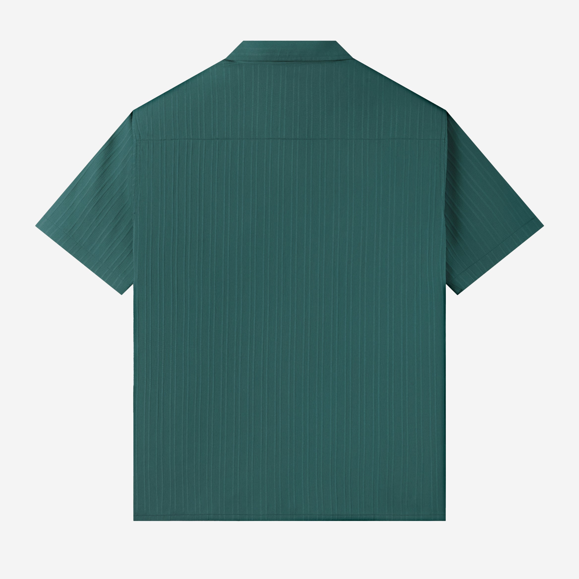 Day to Day Camp Collar Two Pockets Striped Short Sleeve Shirt - Turquoise