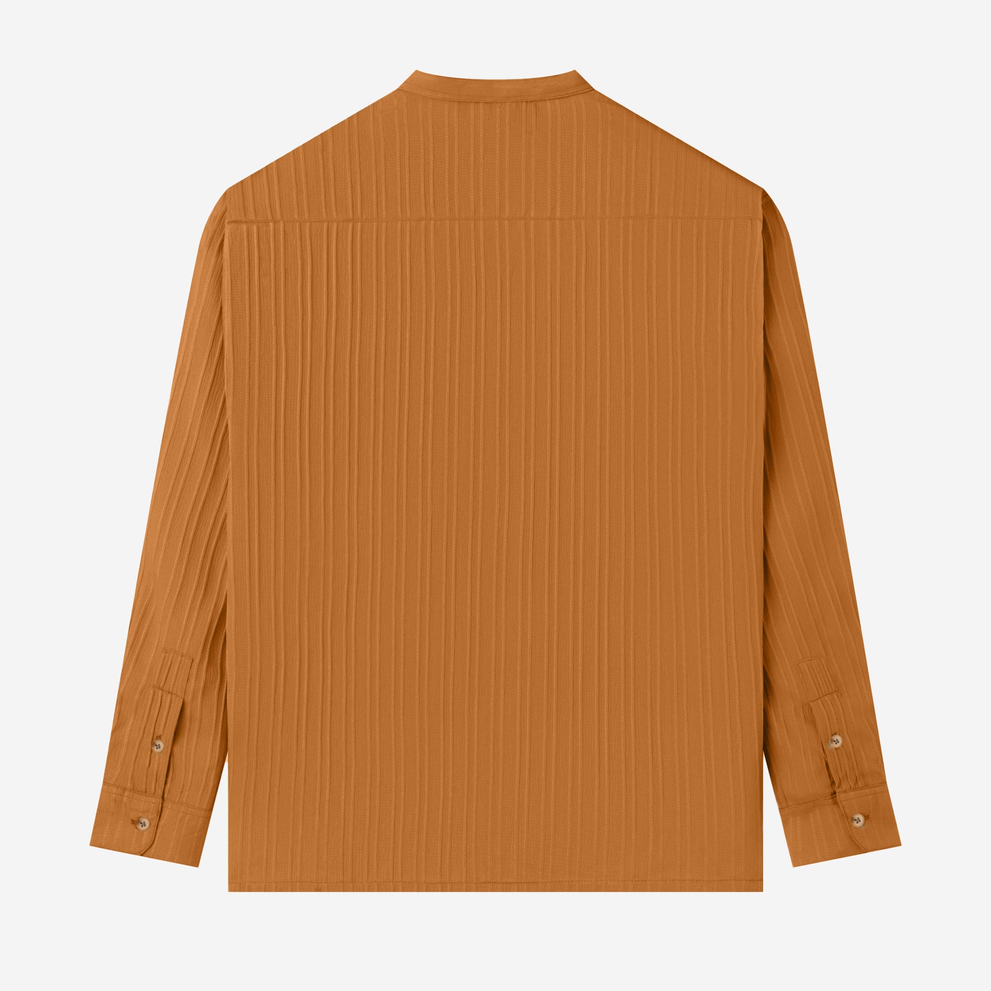 Le Ramdane Band Collar Two Pockets Striped Long Sleeve Shirt - Mustard