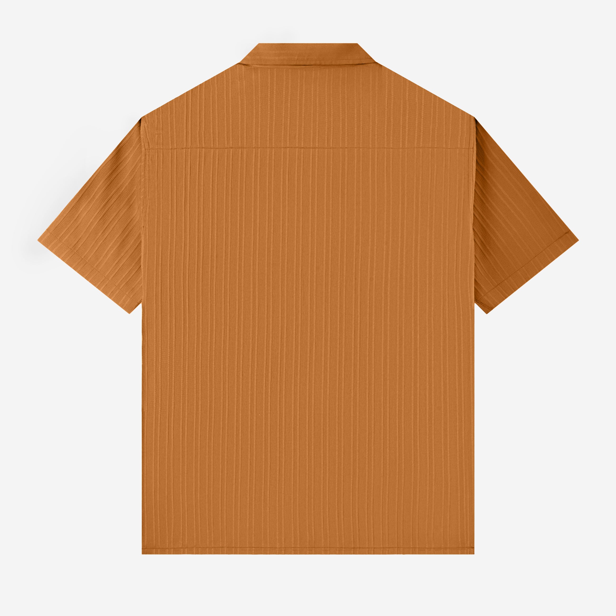 Day to Day Camp Collar Two Pockets Striped Short Sleeve Shirt - Mustard