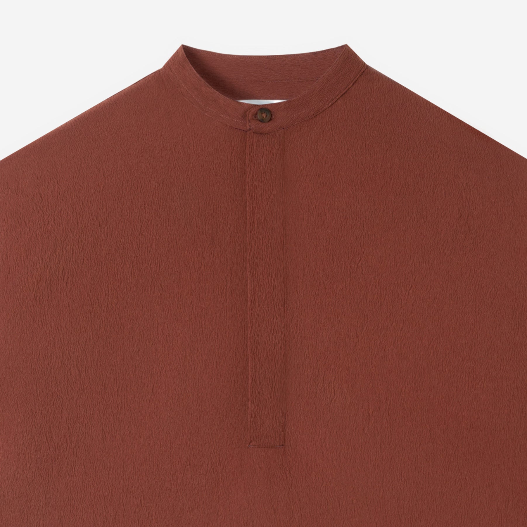 Le Ramdane Band Collar Hidden Button Long Sleeve Shirt - Maroon