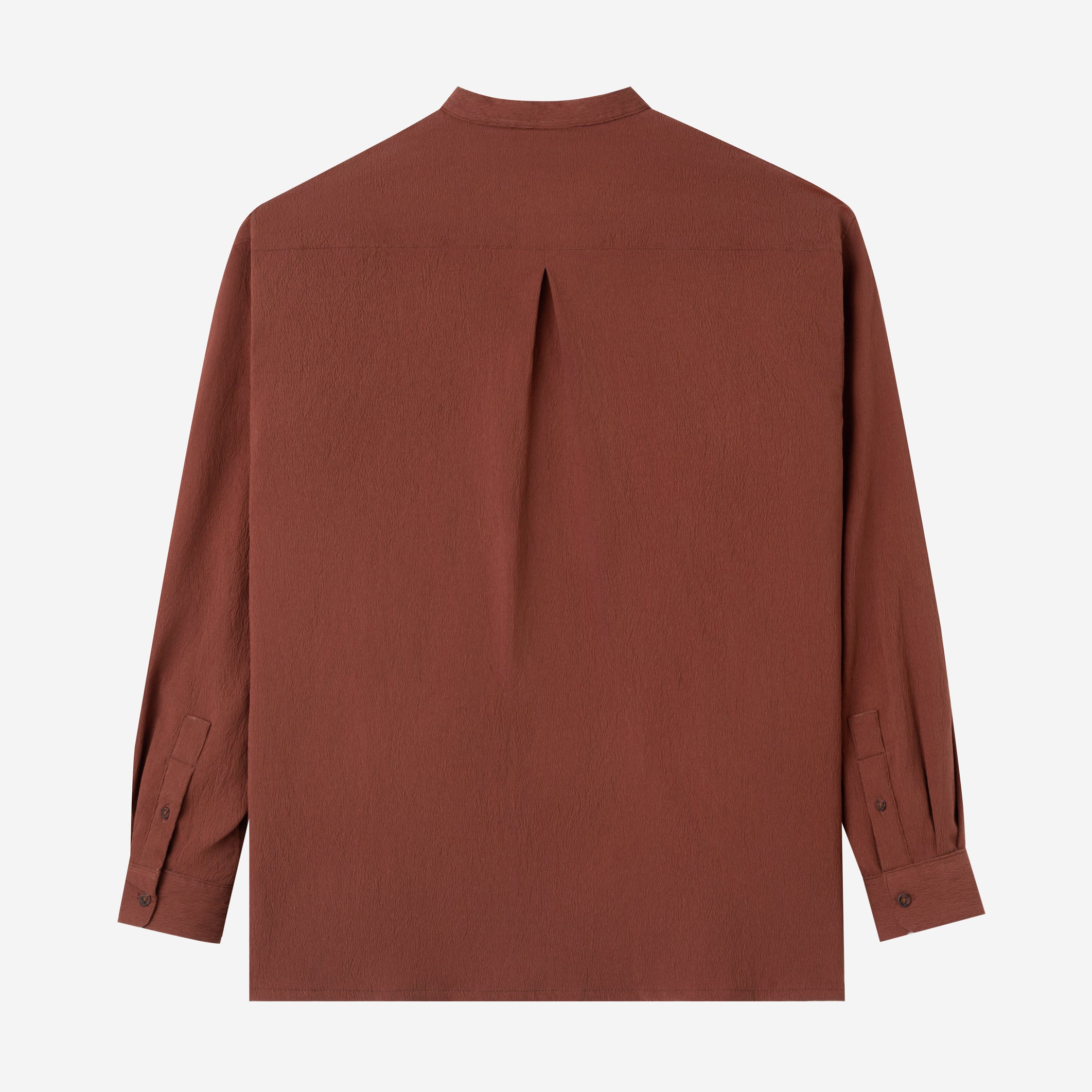 Le Ramdane Band Collar Hidden Button Long Sleeve Shirt - Maroon