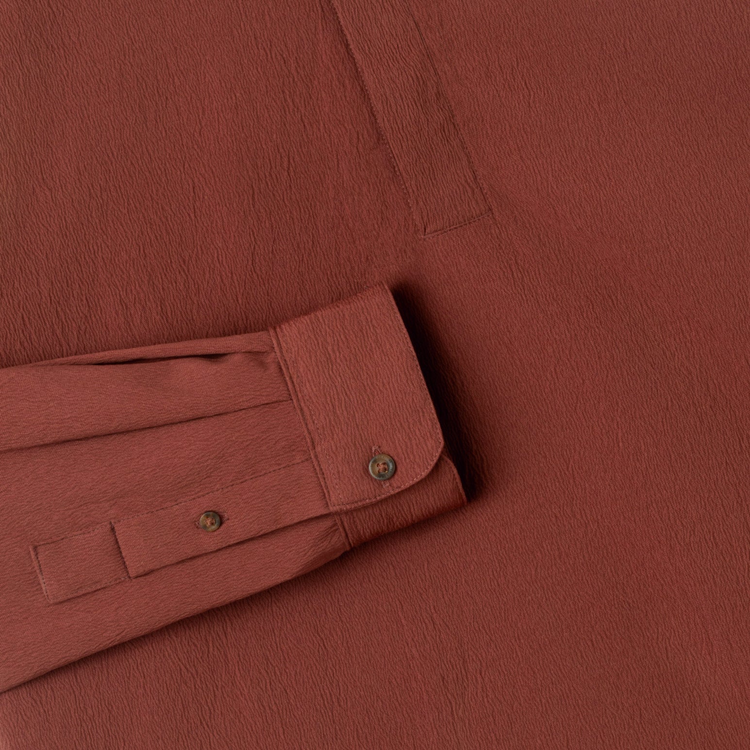 Le Ramdane Band Collar Hidden Button Long Sleeve Shirt - Maroon