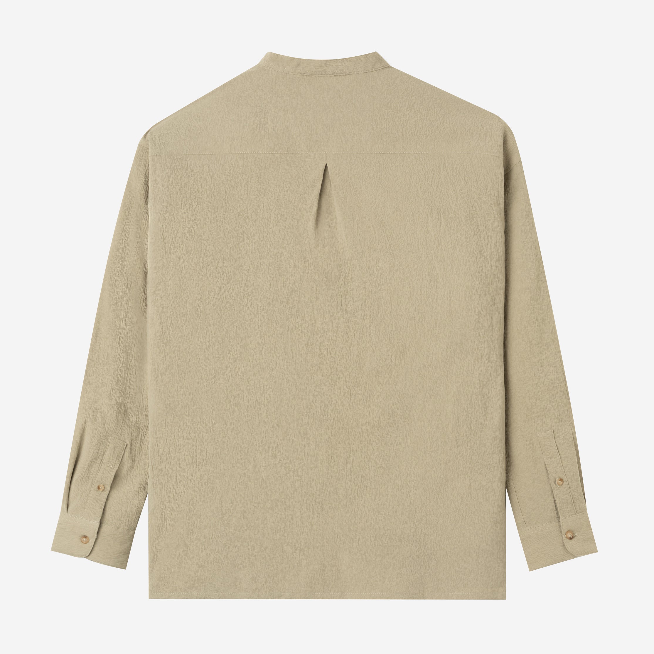 Le Ramdane Band Collar Hidden Button Long Sleeve Shirt - Soft Grey