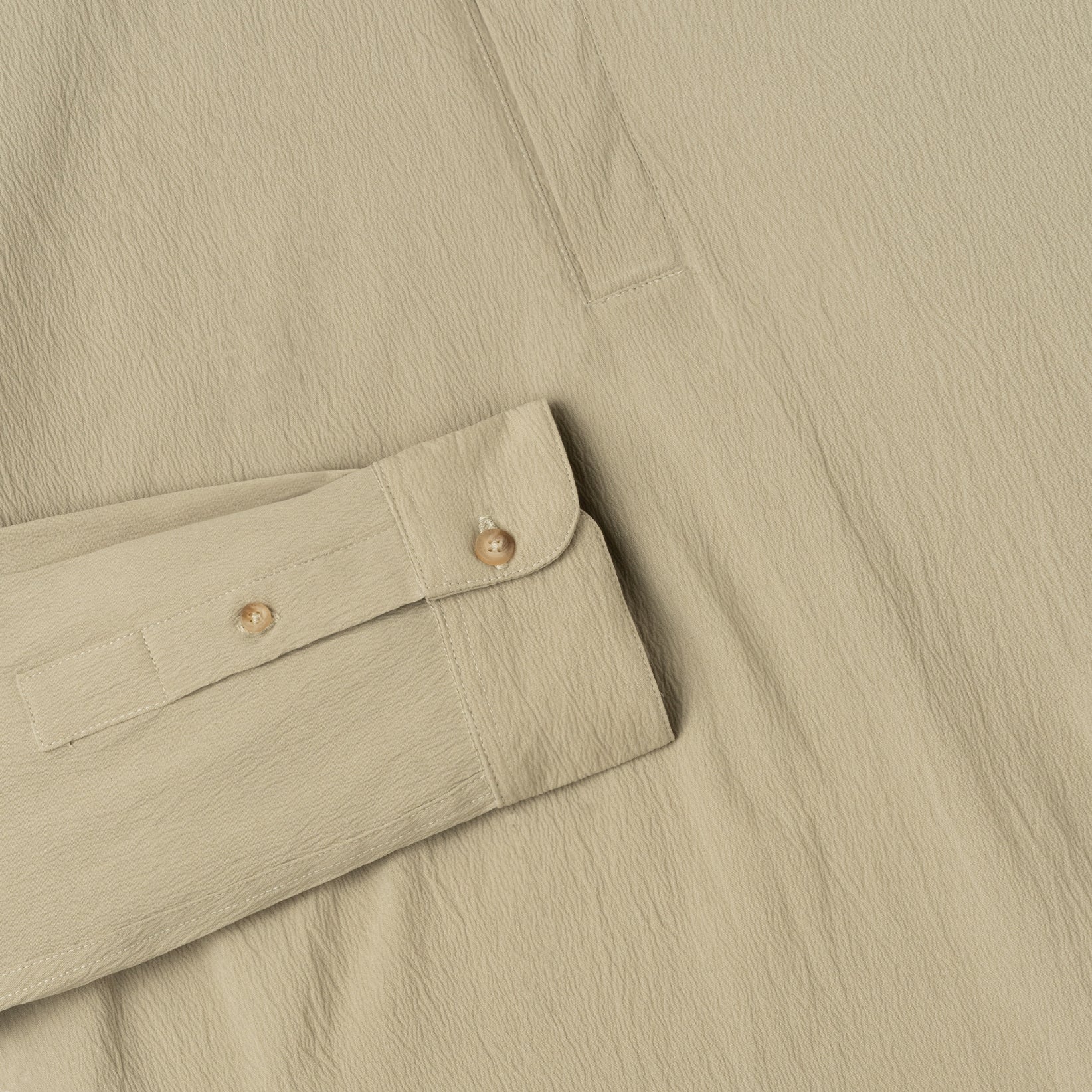 Le Ramdane Band Collar Hidden Button Long Sleeve Shirt - Soft Grey