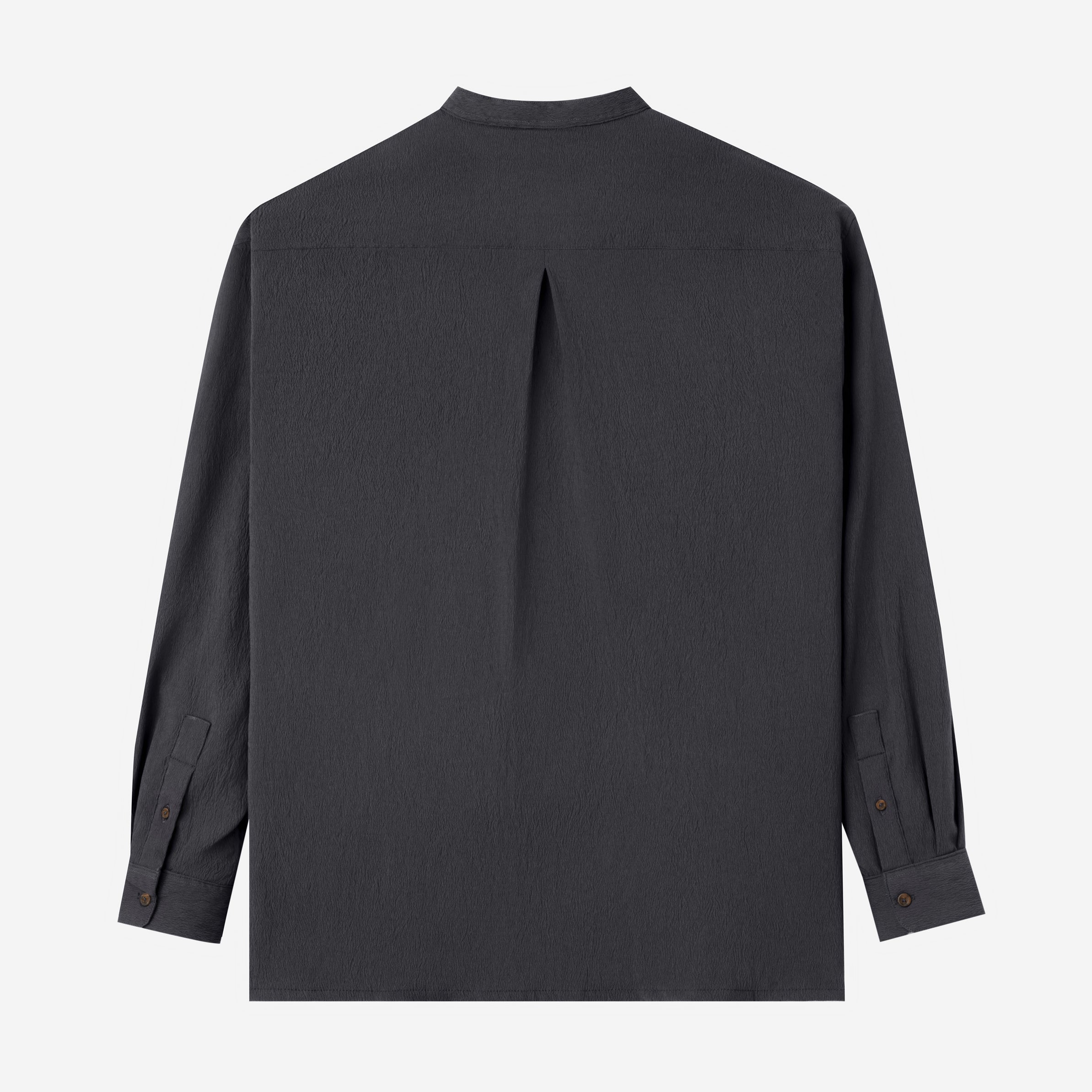 Le Ramdane Band Collar Hidden Button Long Sleeve Shirt - Dark Grey