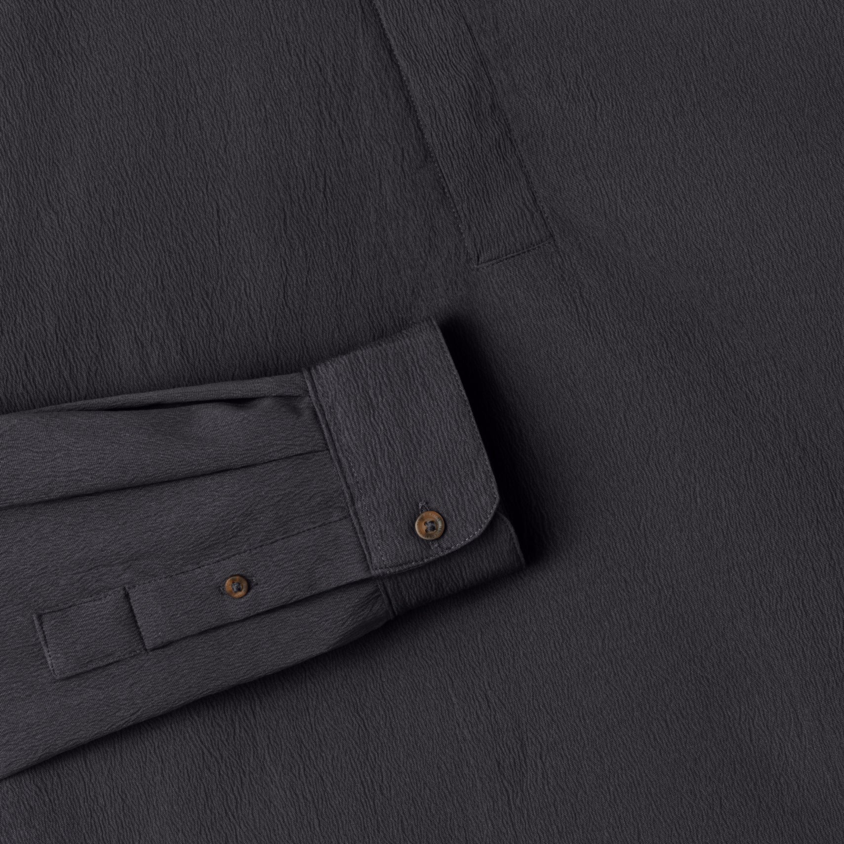 Le Ramdane Band Collar Hidden Button Long Sleeve Shirt - Dark Grey