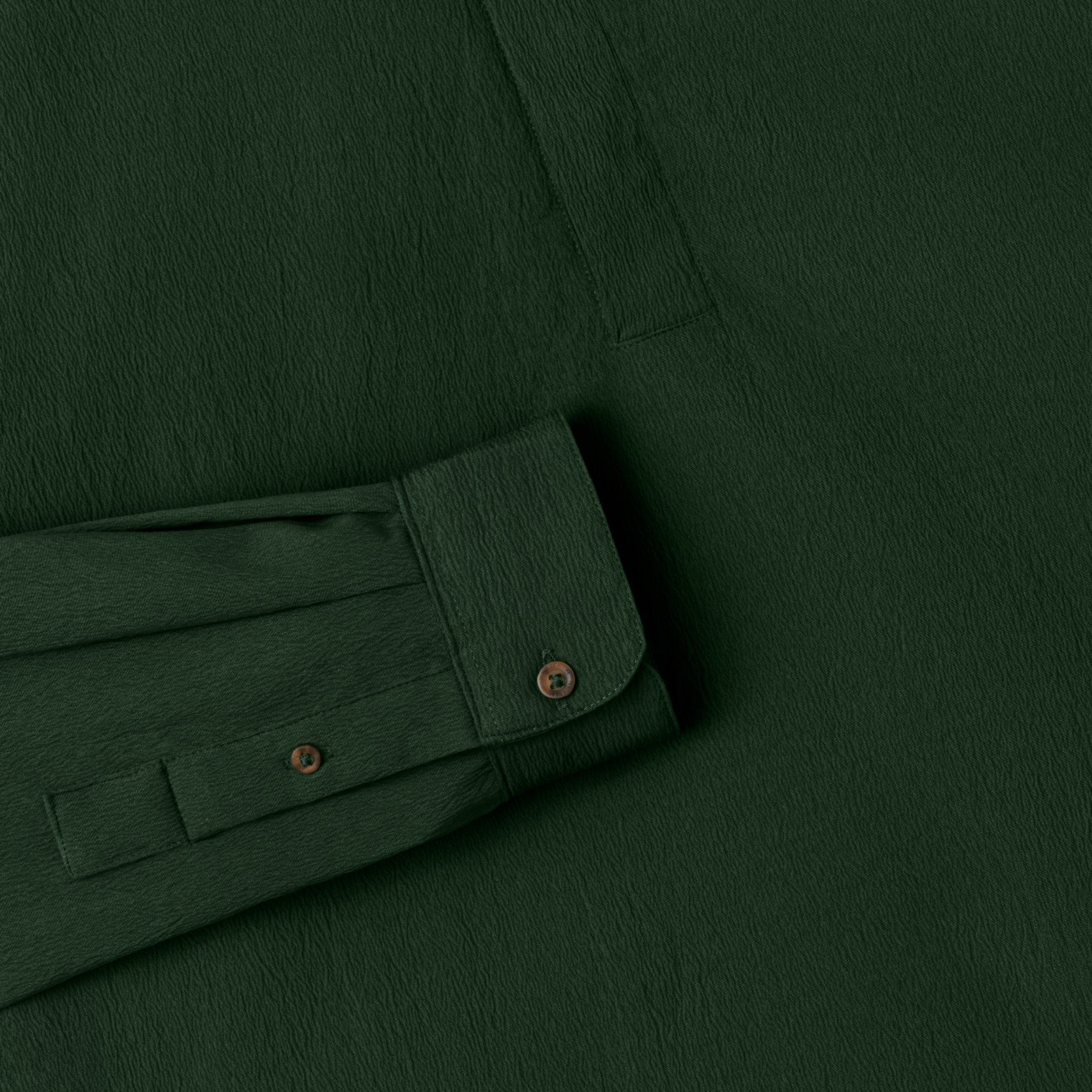 Le Ramdane Band Collar Hidden Button Long Sleeve Shirt - Green