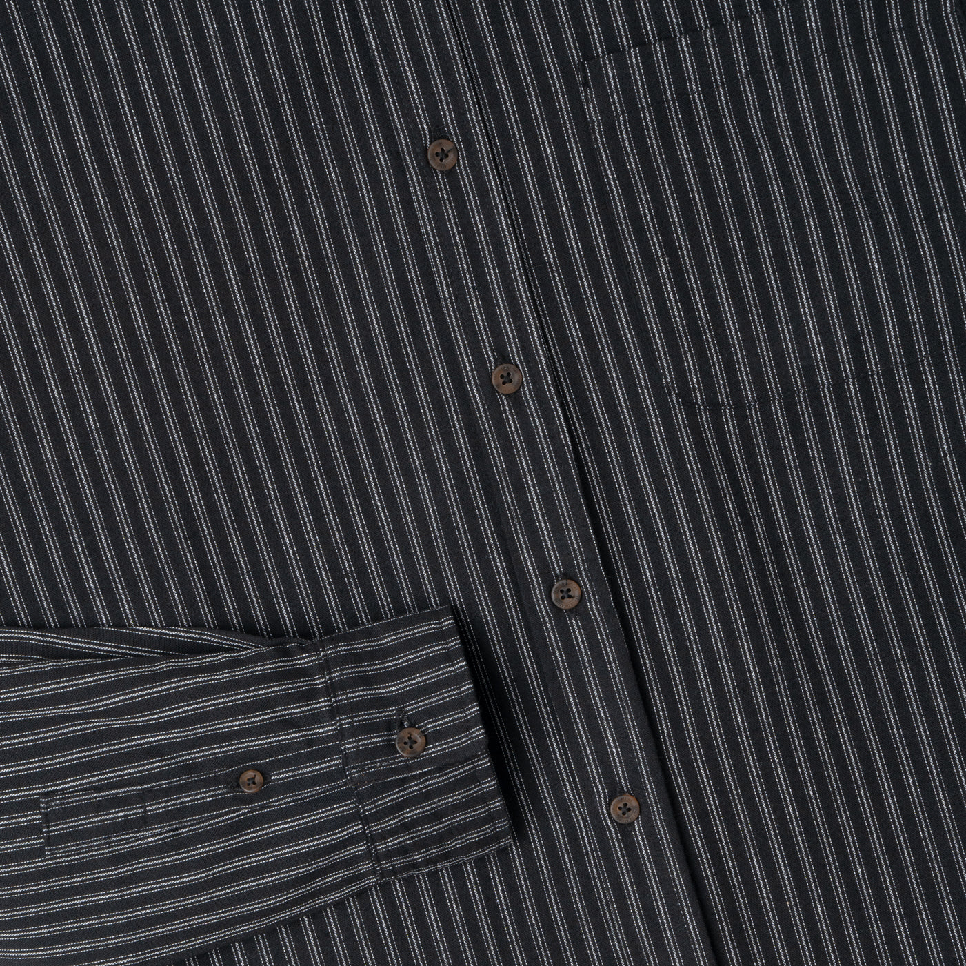 Le Ramdane Band Collar Striped Long Sleeve Shirt - Black White