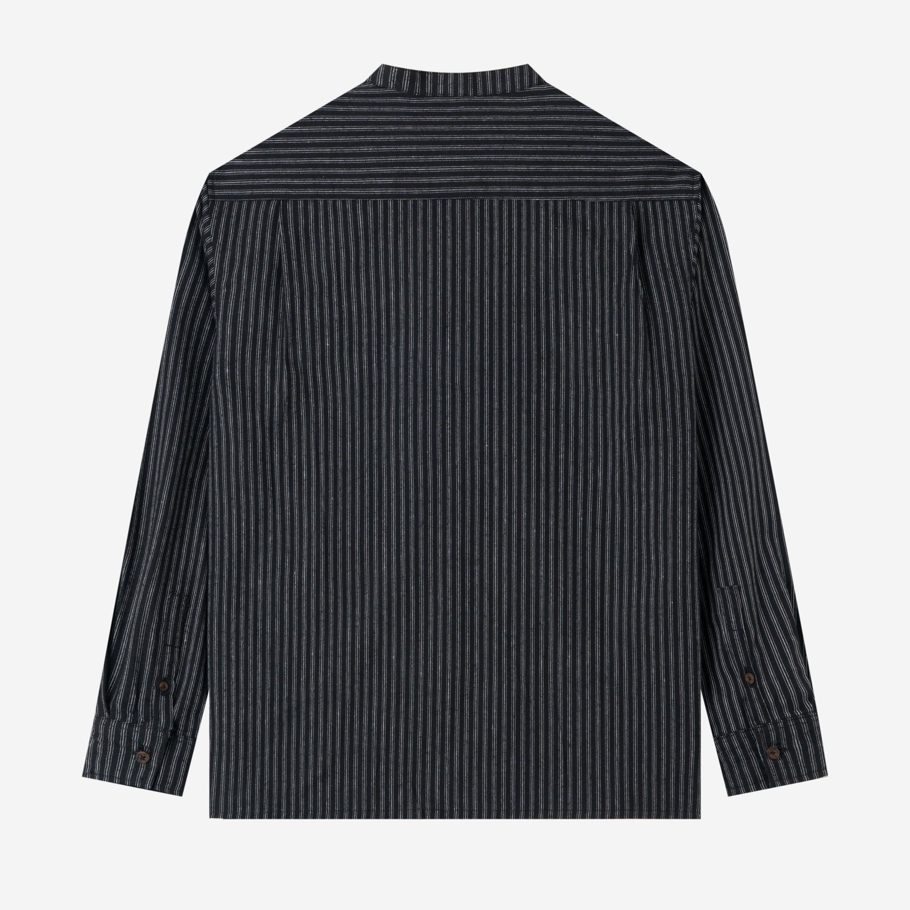 Le Ramdane Band Collar Striped Long Sleeve Shirt - Black White