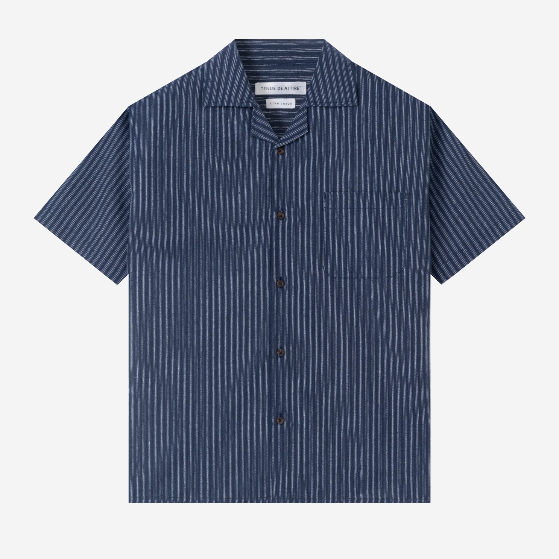 Day to Day Camp Collar Striped Short Sleeve Shirt - Blue White