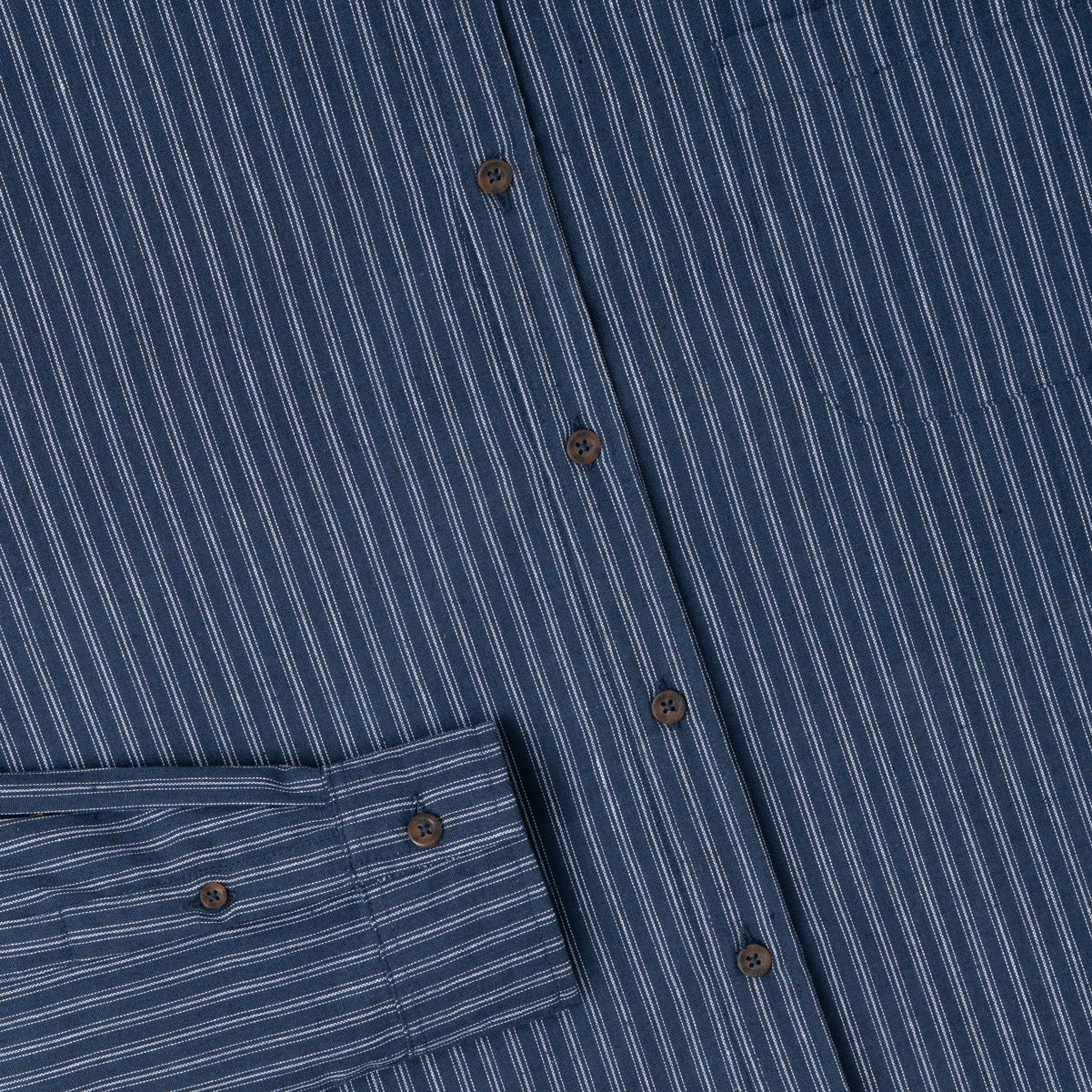 Le Ramdane Band Collar Striped Long Sleeve Shirt - Blue White