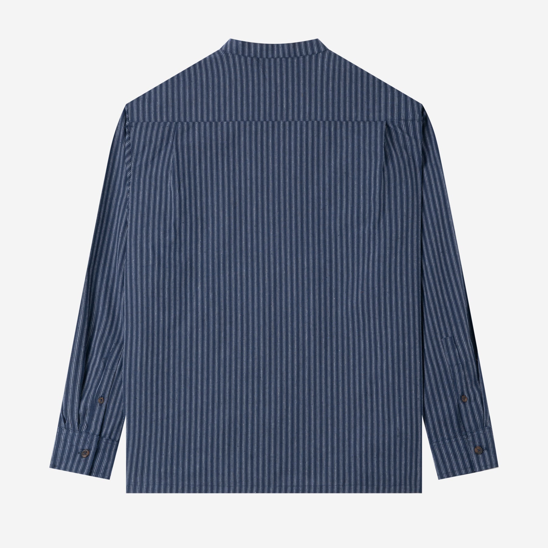 Le Ramdane Band Collar Striped Long Sleeve Shirt - Blue White