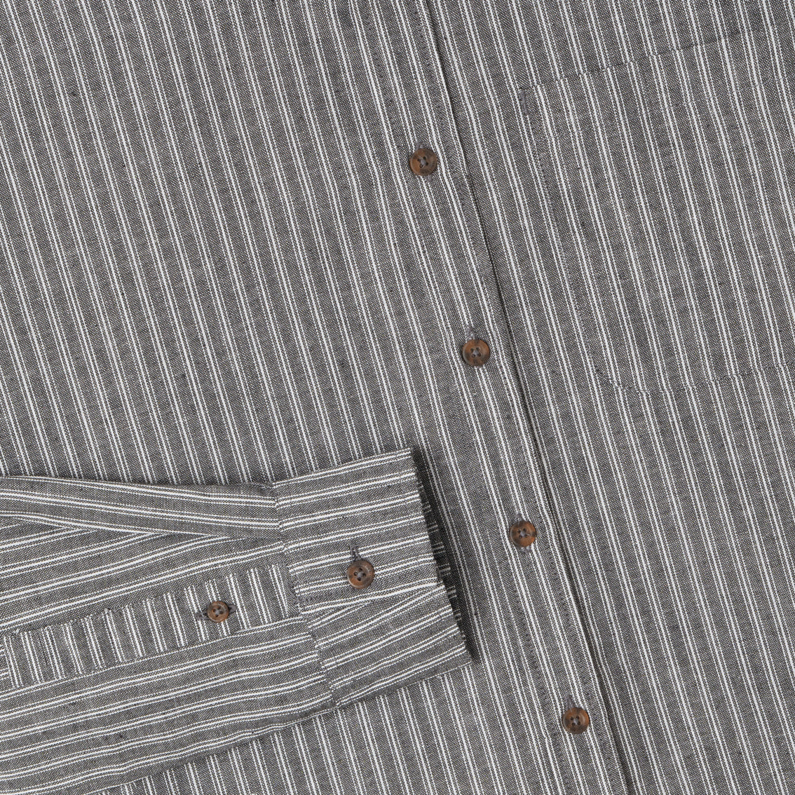 Le Ramdane Band Collar Striped Long Sleeve Shirt - Grey White