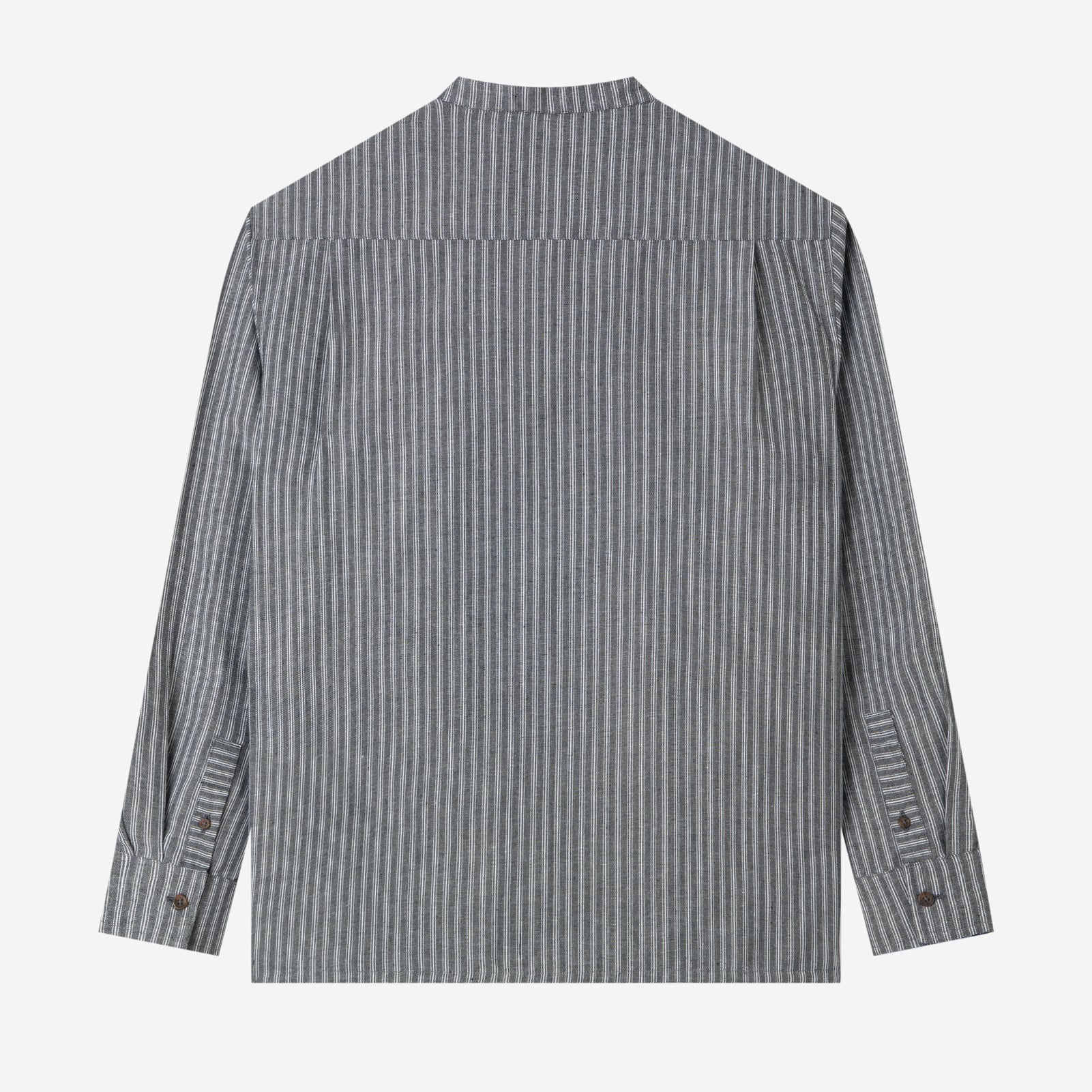 Le Ramdane Band Collar Striped Long Sleeve Shirt - Grey White
