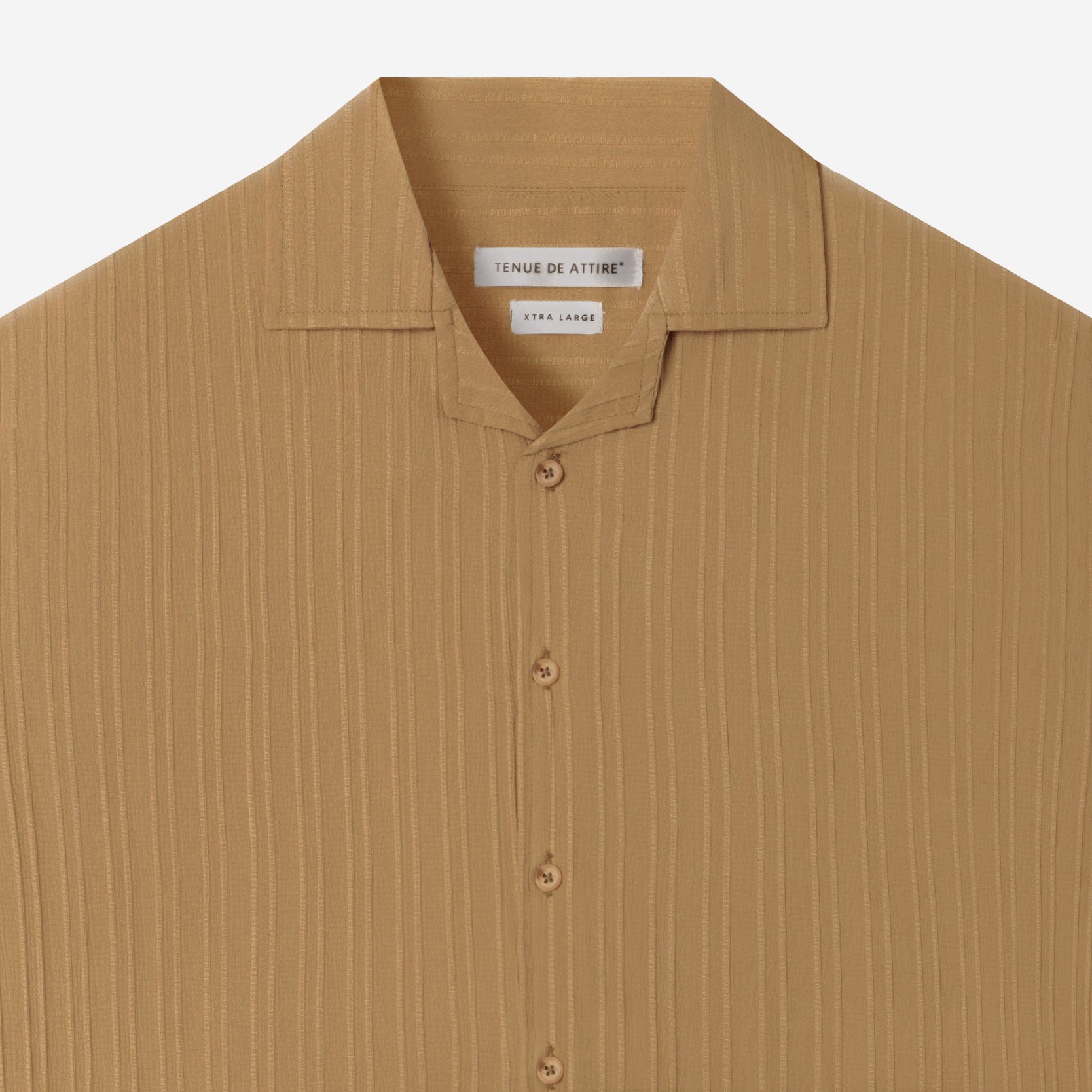 Day to Day Camp Collar Two Pockets Striped Short Sleeve Shirt - Brown