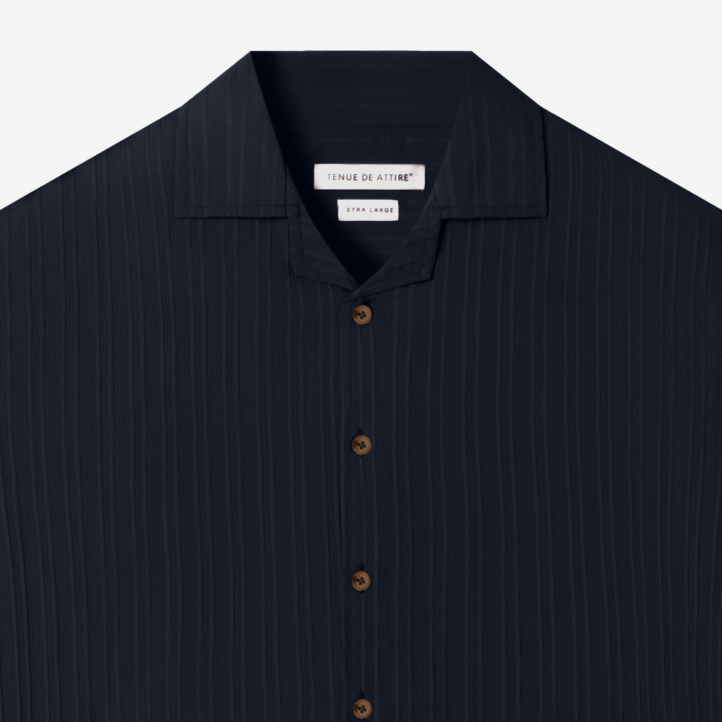 Day to Day Camp Collar Two Pockets Striped Short Sleeve Shirt - Dark Navy