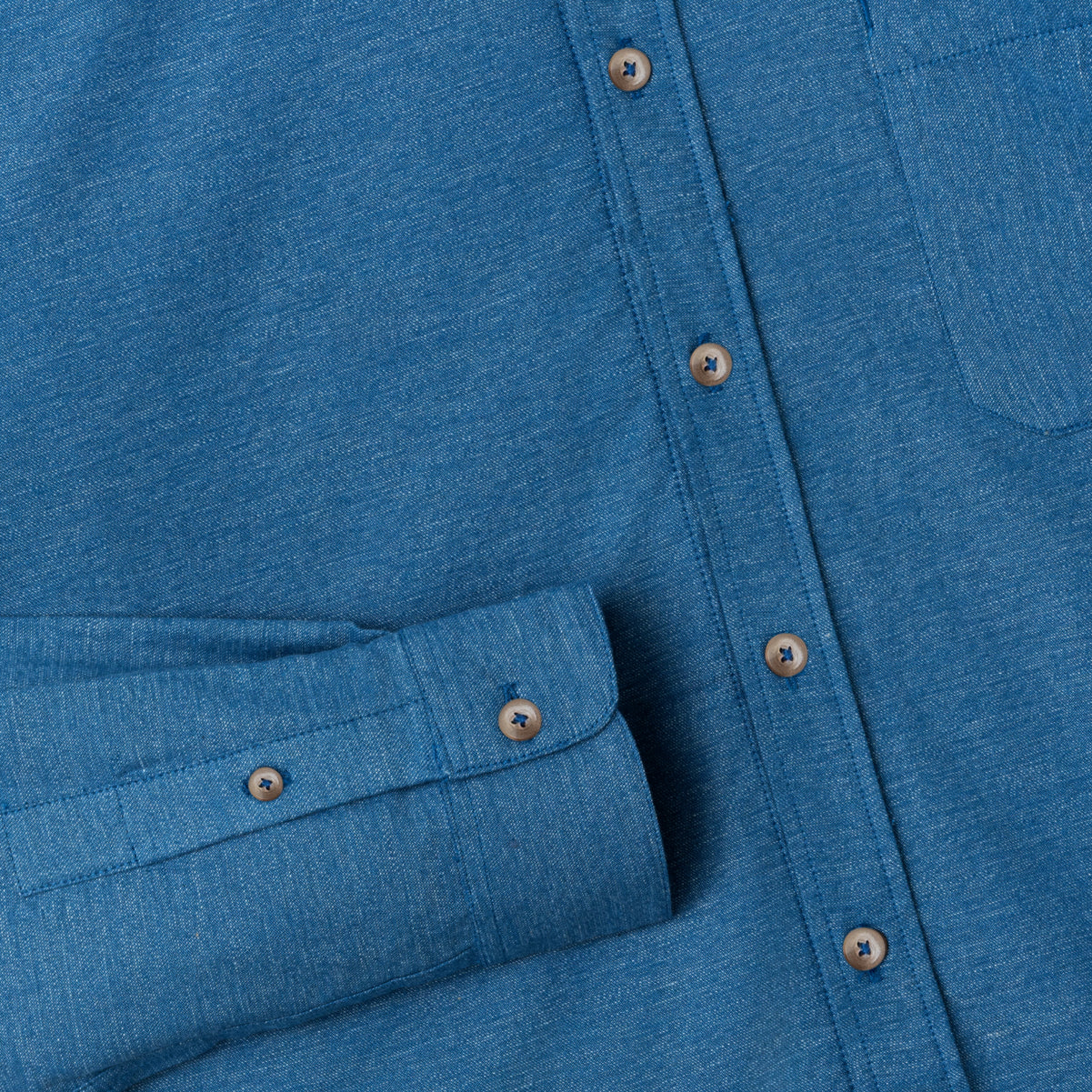 Le Ramdane Band Collar Long Sleeve Shirt - Blue