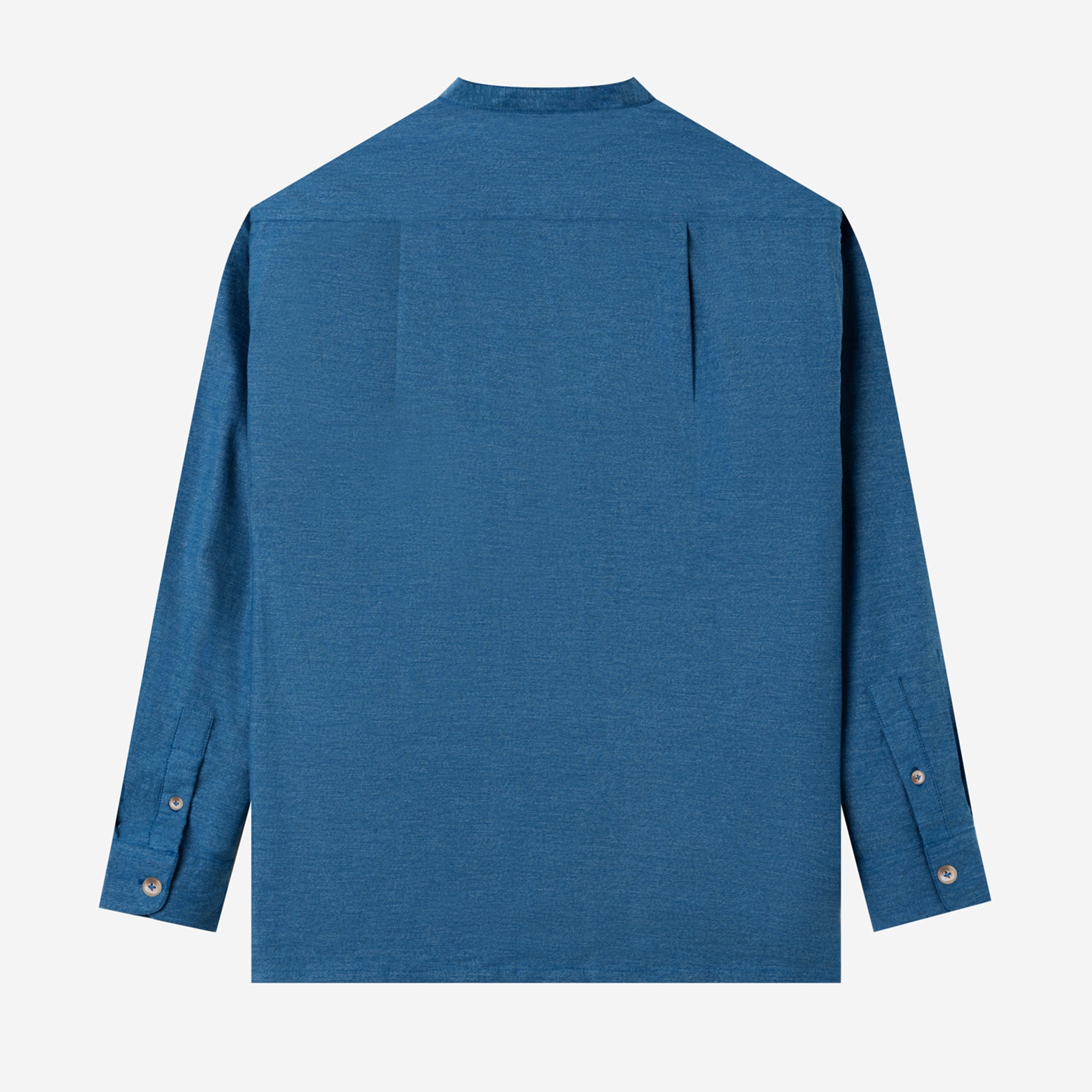 FACTORY SALE - Le Ramdane Band Collar Long Sleeve Shirt - Blue