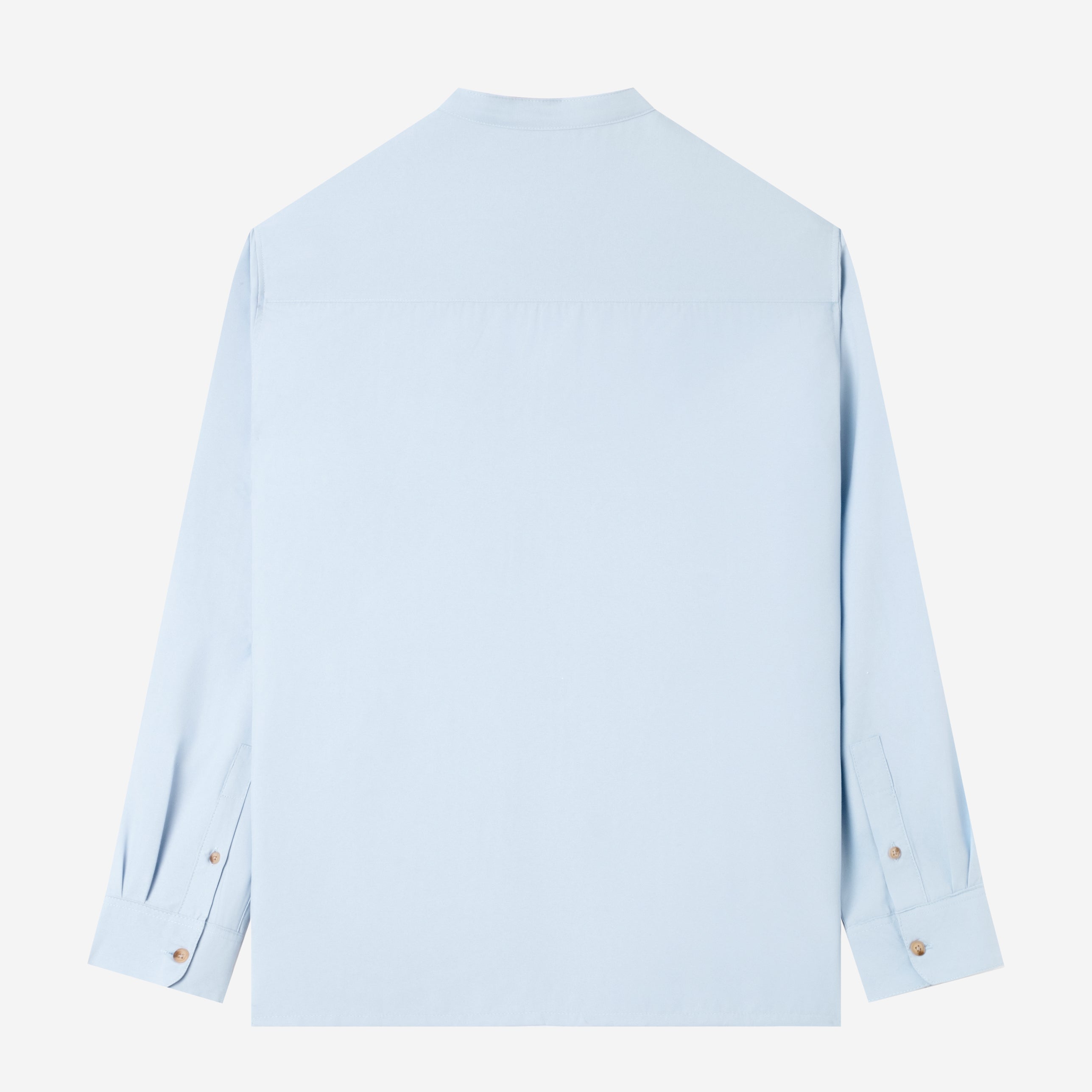 Everyday Band Collar Long Sleeve Shirt - Light Blue